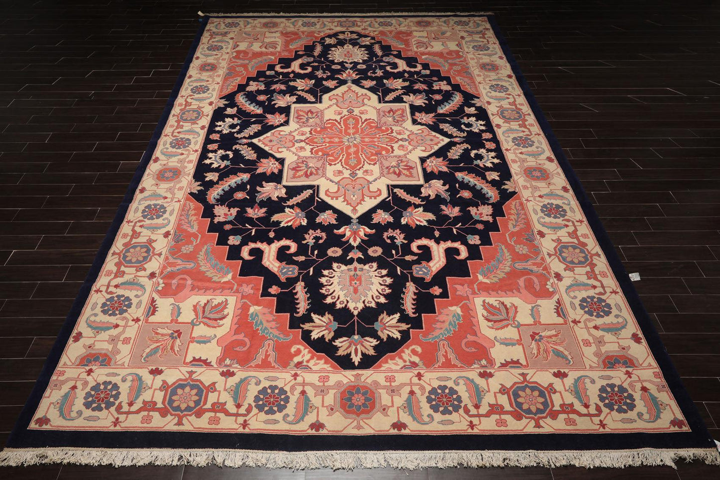 11'8" x 17'10" Palace Hand Knotted Wool Romanian Herizz Oriental Area Rug Navy-2