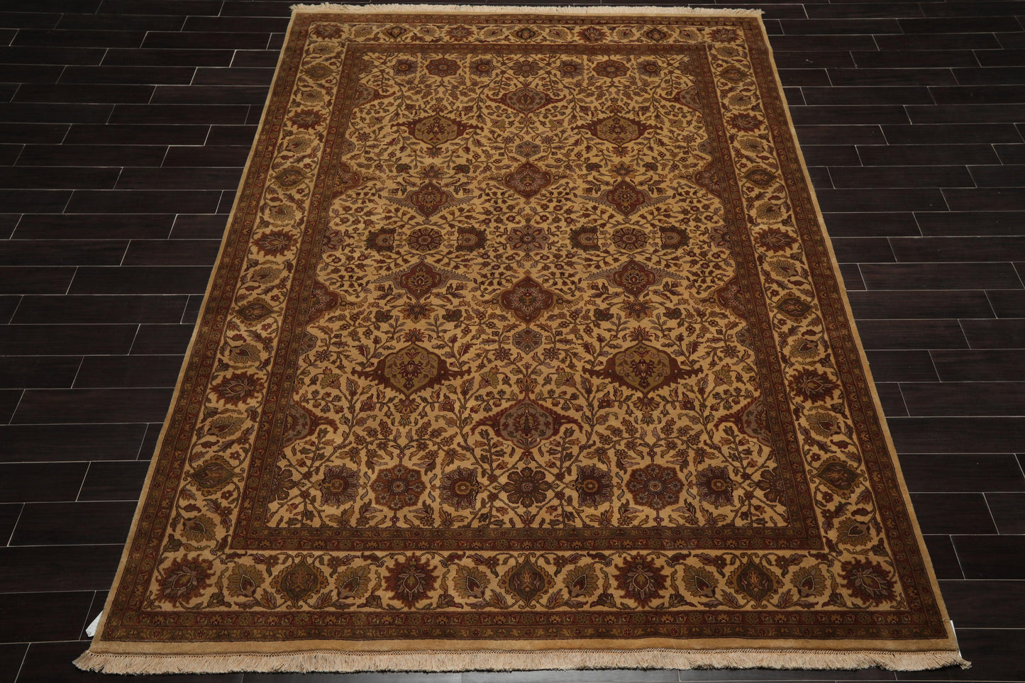7'11" x 10'11" Hand Knotted 100% Wool 200 KPSI Jaipur Oriental Area Rug Tan-1