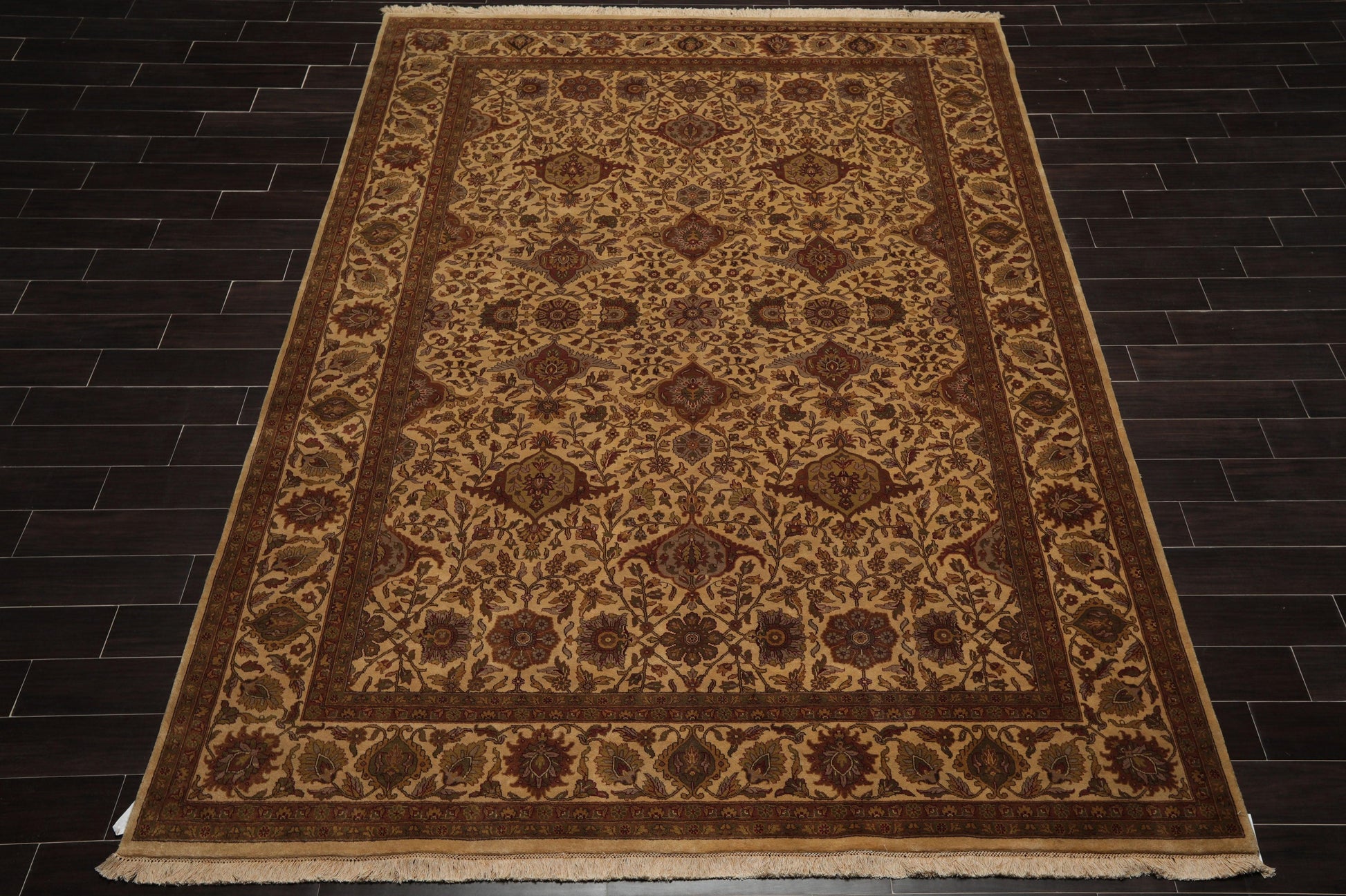 7'11" x 10'11" Hand Knotted 100% Wool 200 KPSI Jaipur Oriental Area Rug Tan-1