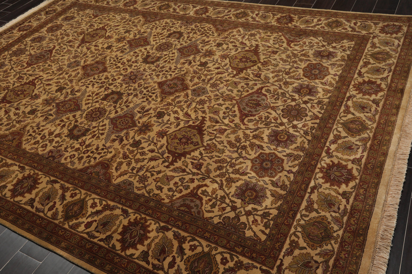 7'11" x 10'11" Hand Knotted 100% Wool 200 KPSI Jaipur Oriental Area Rug Tan-2