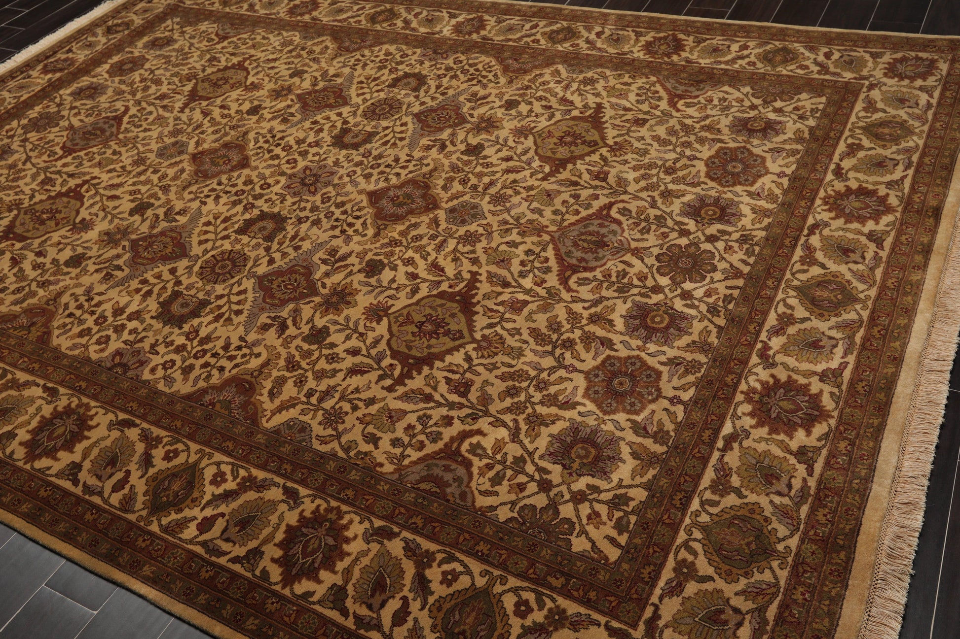 7'11" x 10'11" Hand Knotted 100% Wool 200 KPSI Jaipur Oriental Area Rug Tan-2