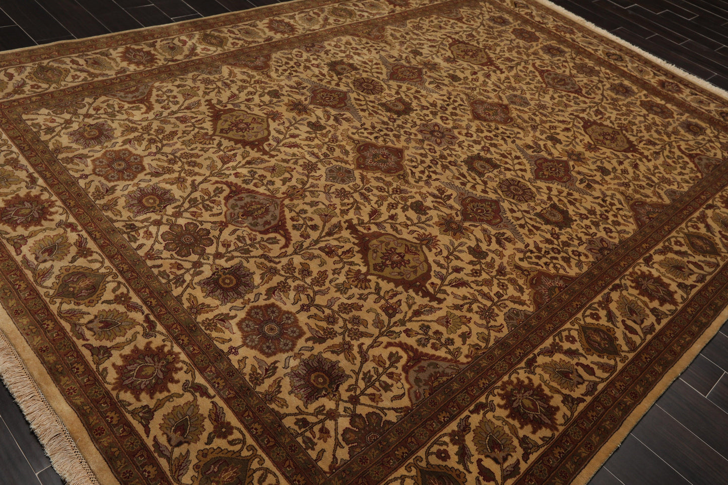 7'11" x 10'11" Hand Knotted 100% Wool 200 KPSI Jaipur Oriental Area Rug Tan-3