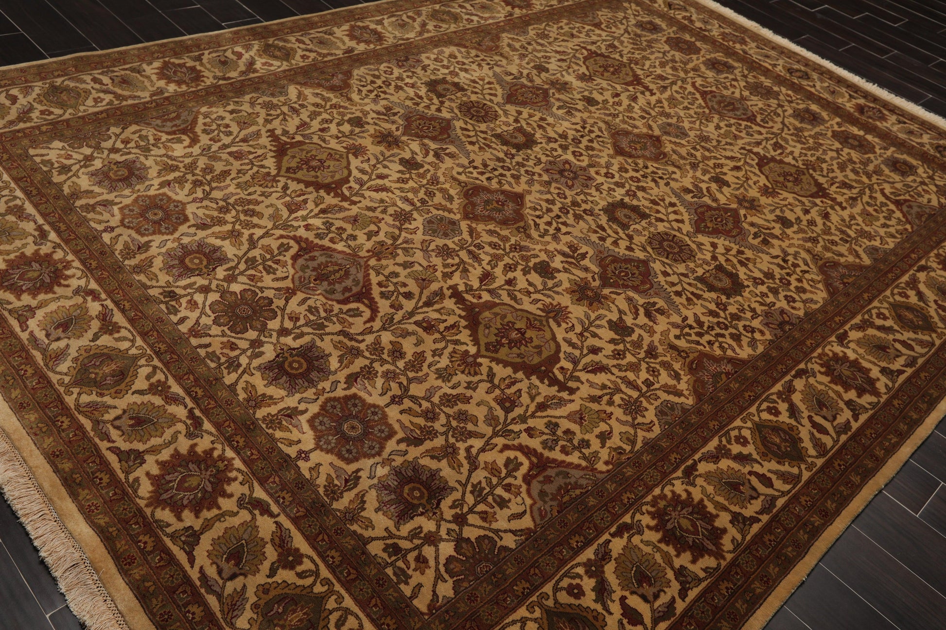 7'11" x 10'11" Hand Knotted 100% Wool 200 KPSI Jaipur Oriental Area Rug Tan-3