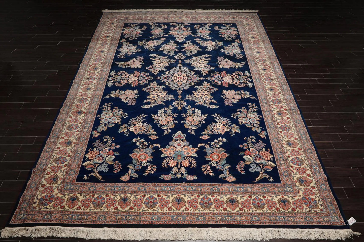 12' x 17'7'' Palace Size Rare Romanian Hand Knotted Wool Saroukk Area Rug Navy-2