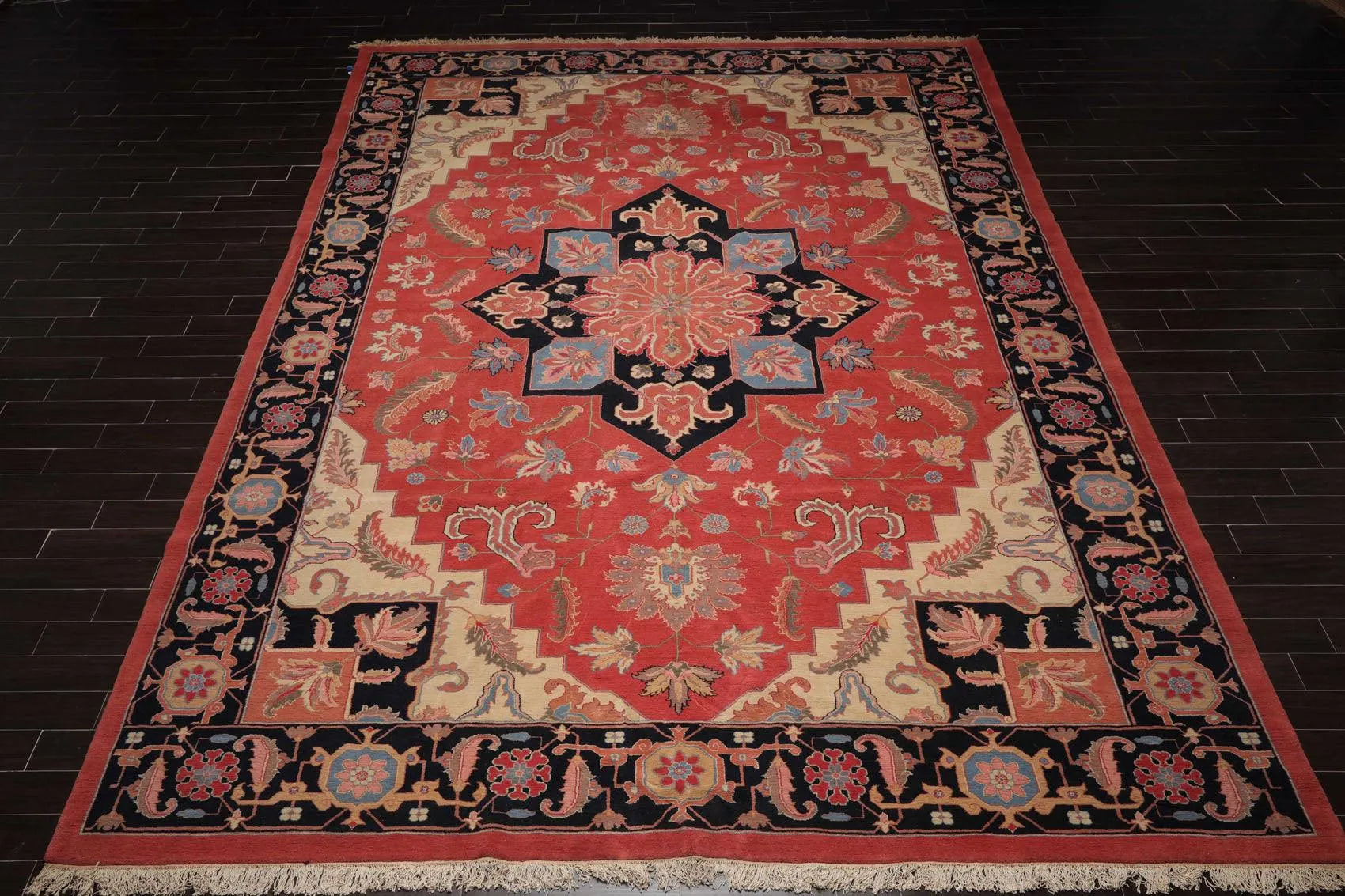 11'11'' x 17'10'' Rare Romanian Hand Knotted 100% Wool Seraapi Area Rug Coral-2