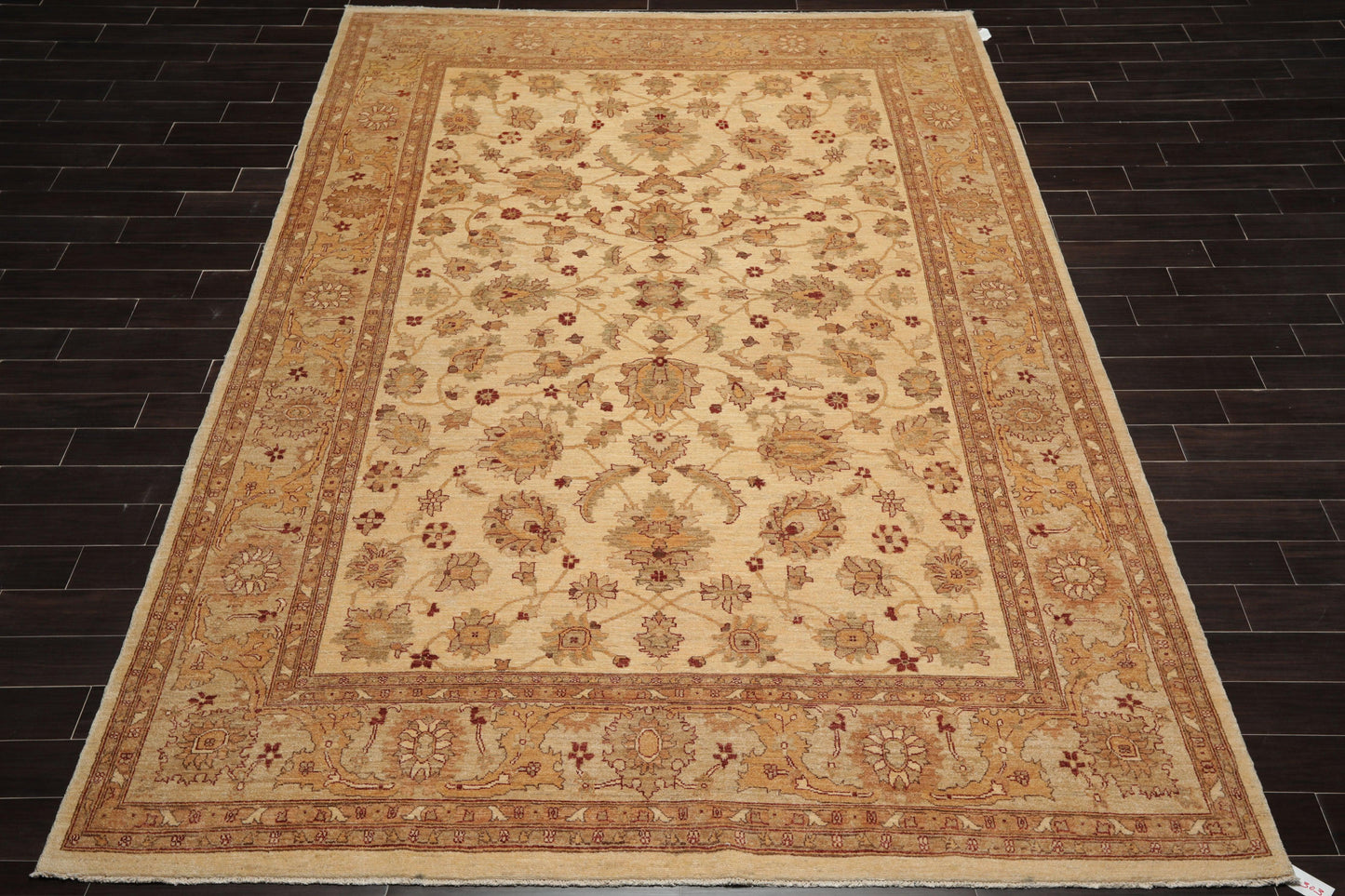 8'4"x12'7" Hand Knotted Wool Stone Wash Peshawar Vegetable Dye Area Rug Warm Beige-1