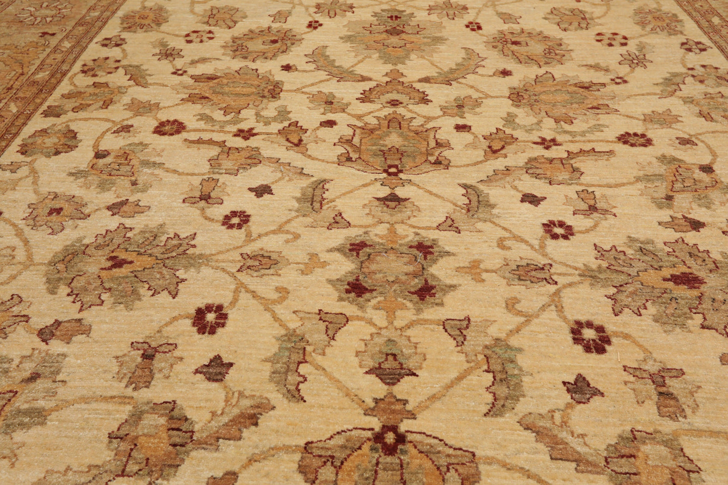 8'4"x12'7" Hand Knotted Wool Stone Wash Peshawar Vegetable Dye Area Rug Warm Beige-4