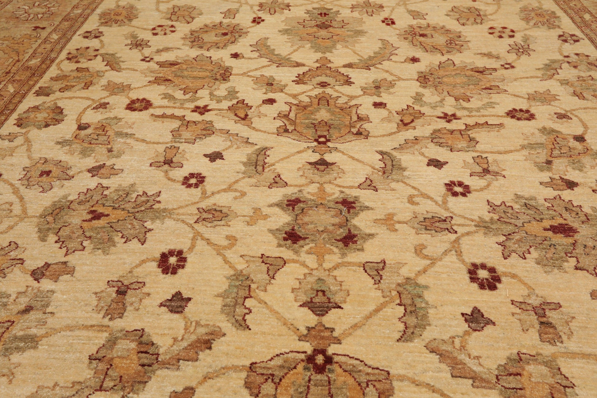 8'4"x12'7" Hand Knotted Wool Stone Wash Peshawar Vegetable Dye Area Rug Warm Beige-4