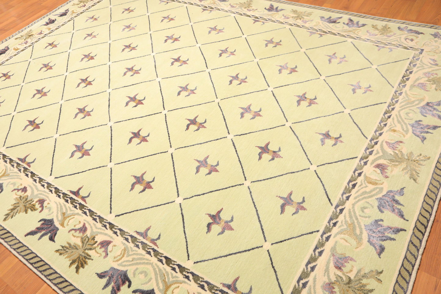 8'1"x10’1" Hand Knotted Victorian Wool/Silk Tibetan Oriental Area Rug Pistachio-1