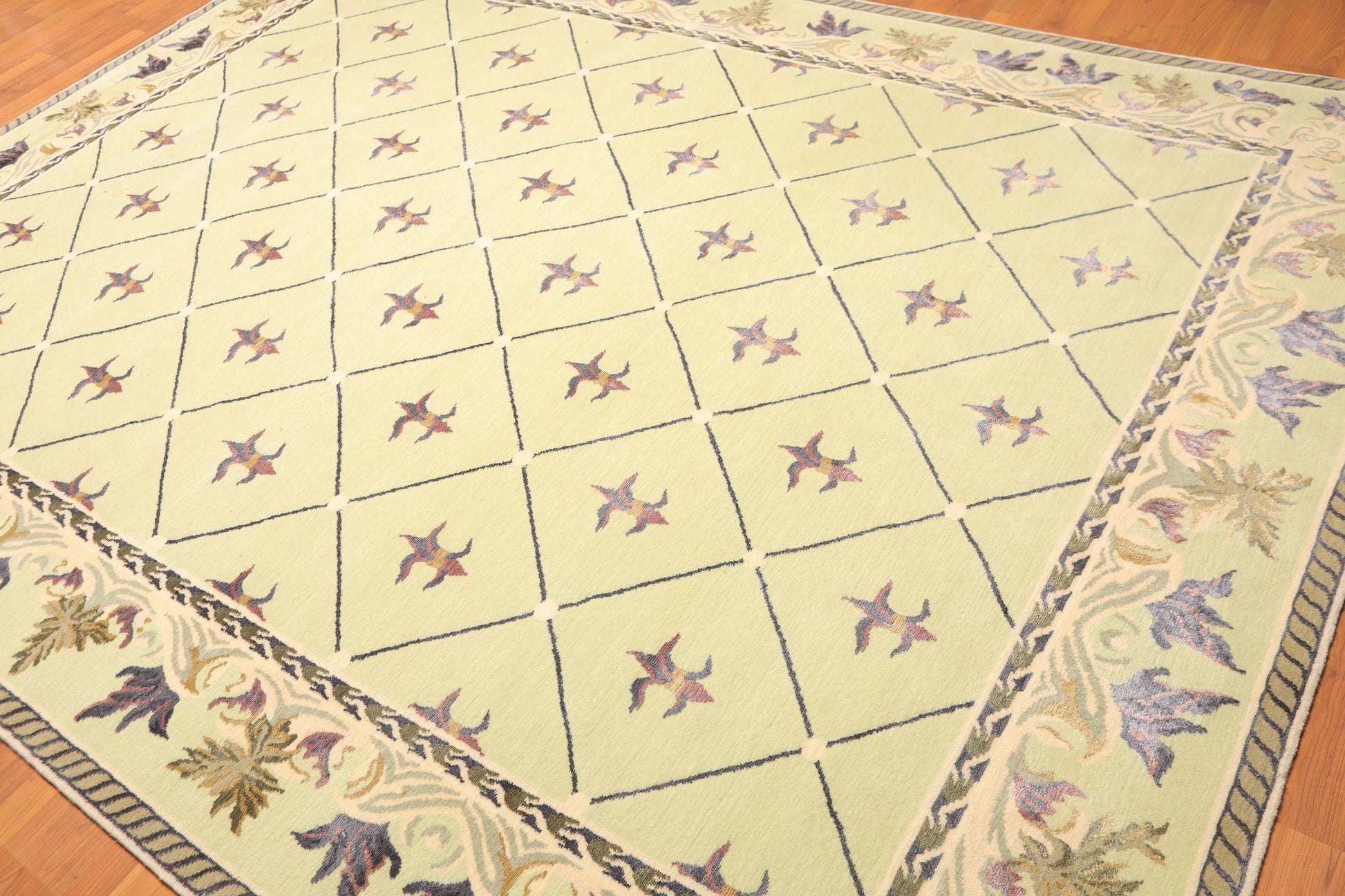 8'1"x10’1" Hand Knotted Victorian Wool/Silk Tibetan Oriental Area Rug Pistachio-1