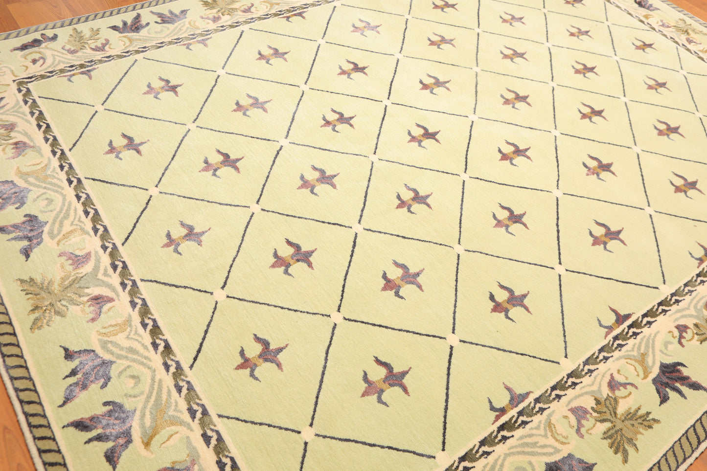 8'1"x10’1" Hand Knotted Victorian Wool/Silk Tibetan Oriental Area Rug Pistachio-2