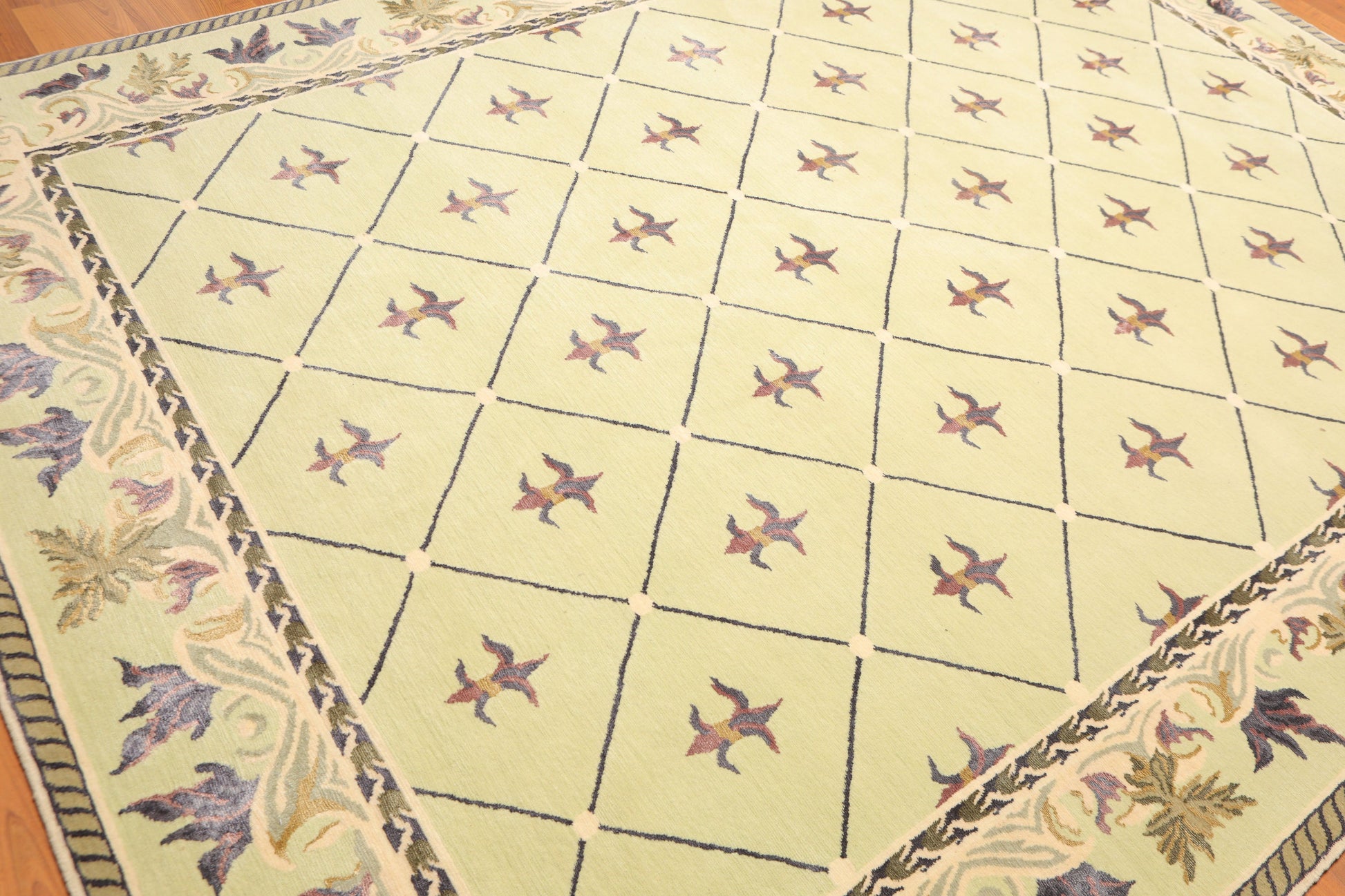 8'1"x10’1" Hand Knotted Victorian Wool/Silk Tibetan Oriental Area Rug Pistachio-2