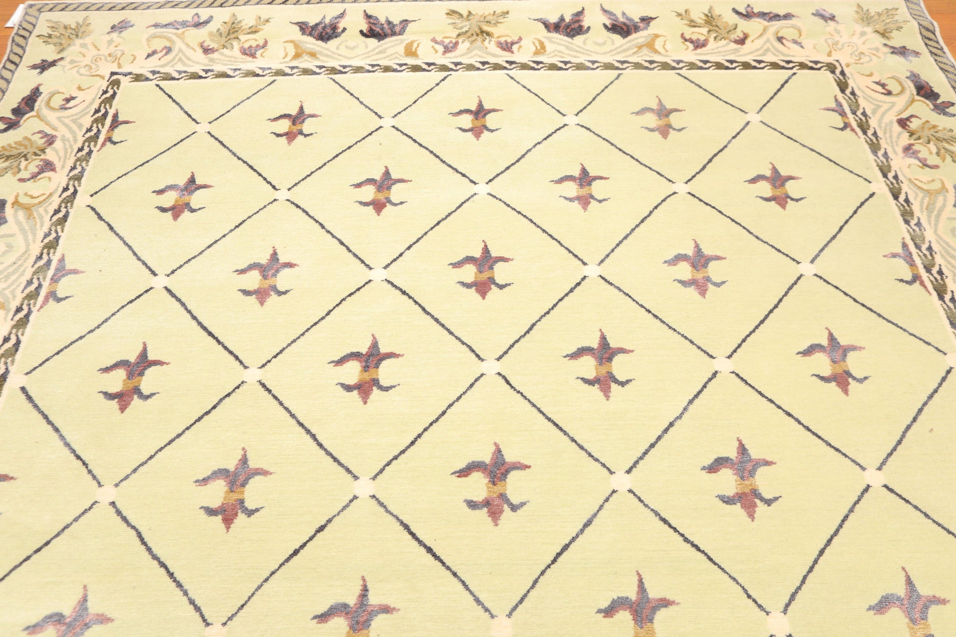 8'1"x10’1" Hand Knotted Victorian Wool/Silk Tibetan Oriental Area Rug Pistachio-3