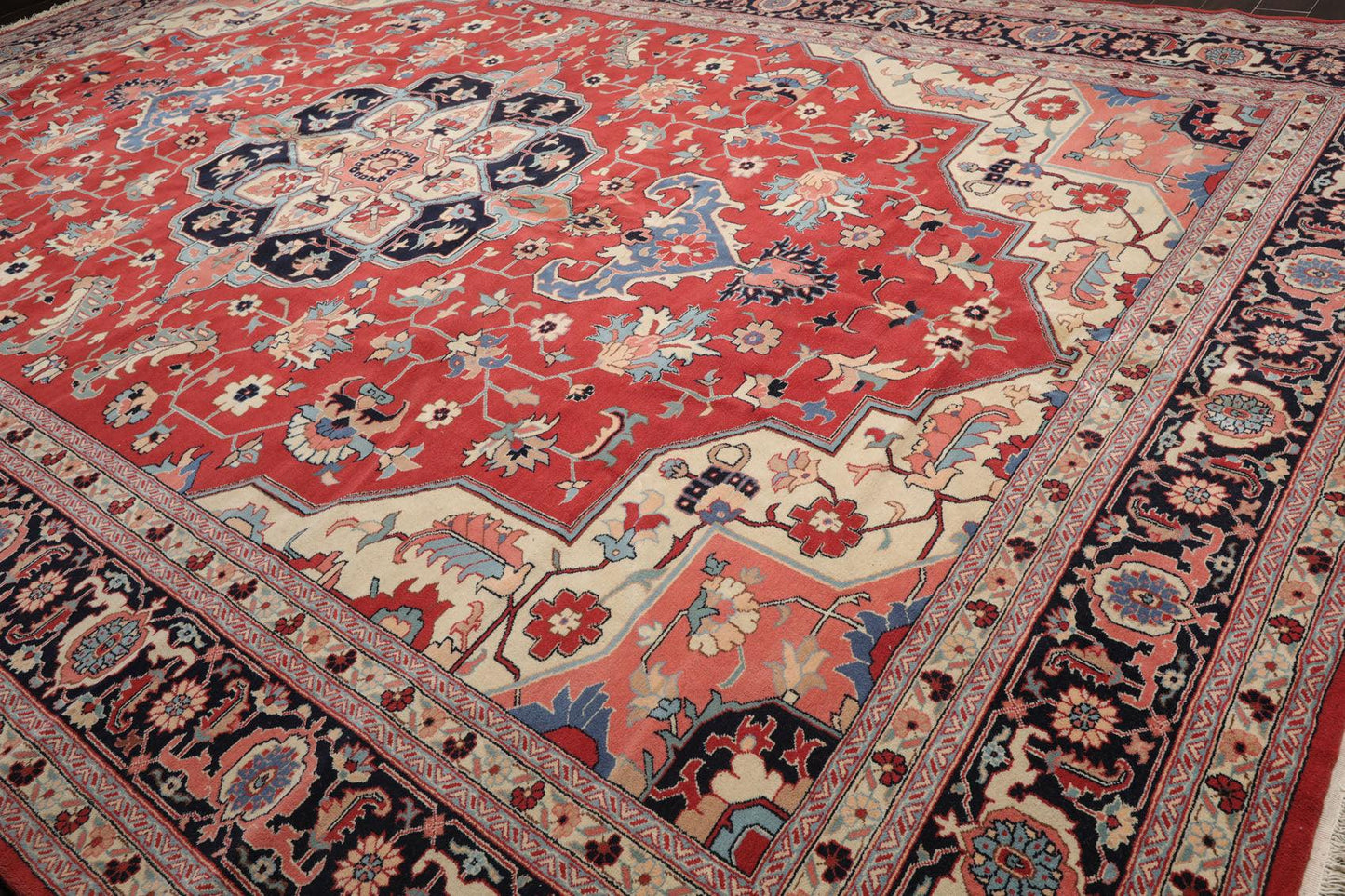 12' x 18'1" Palace Hand Knotted Wool Rare Romanian Herizz Area Rug Terracotta-3
