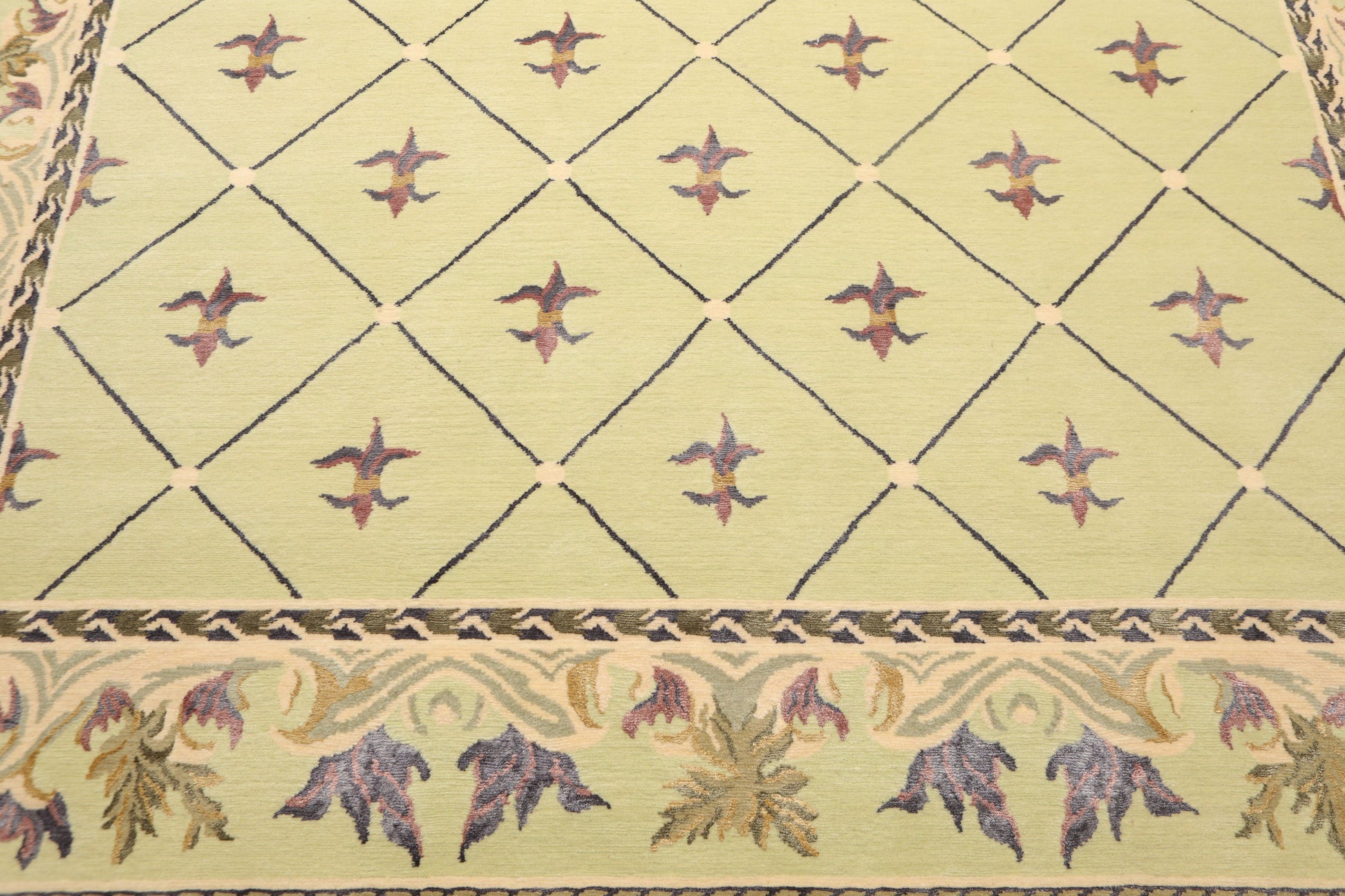 8'1"x10’1" Hand Knotted Victorian Wool/Silk Tibetan Oriental Area Rug Pistachio-4