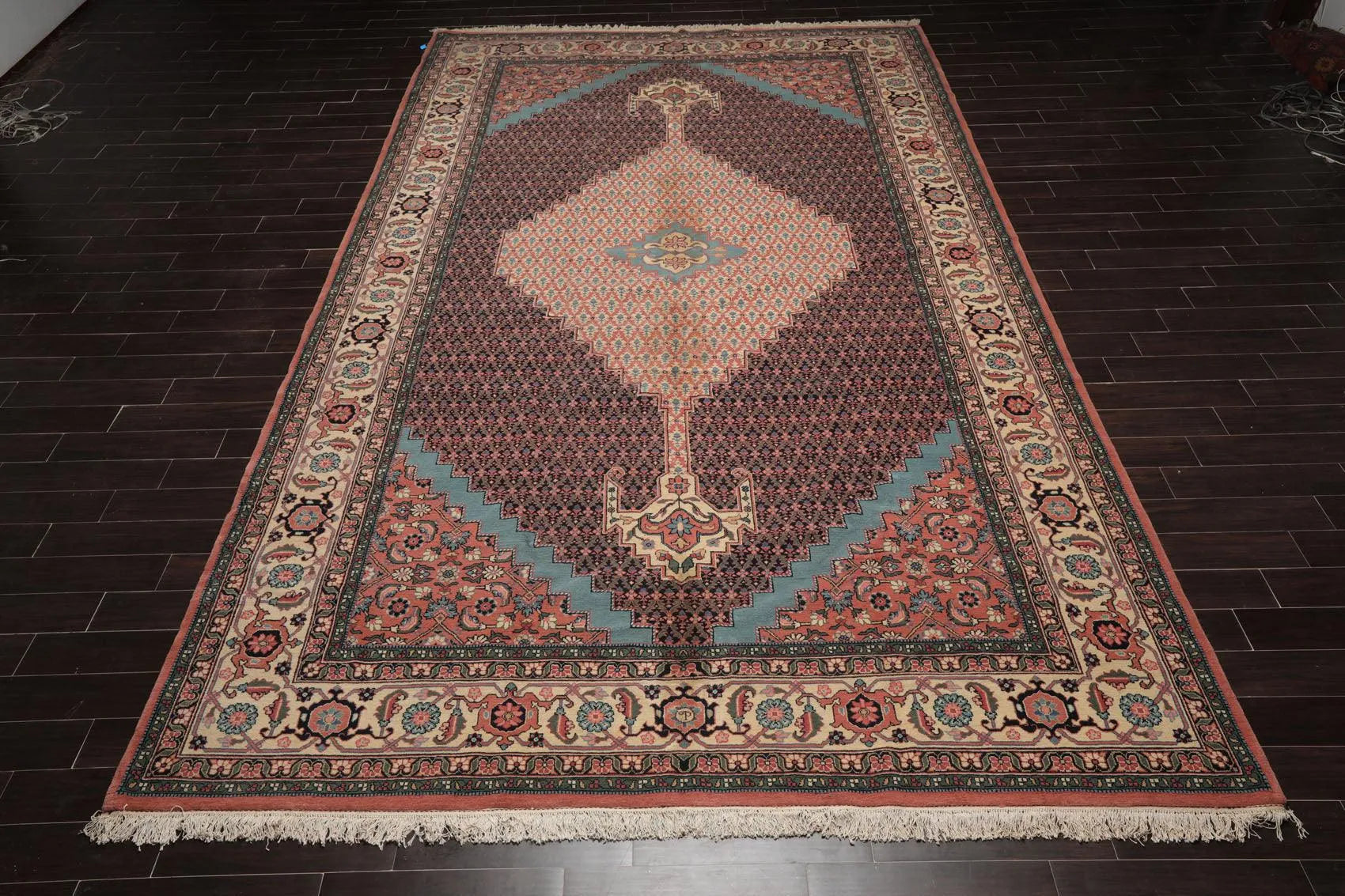 10' x 16'5'' Rare Romanian Hand Knotted 100% Wool Tabrizz Mahi Area Rug Ivory-2