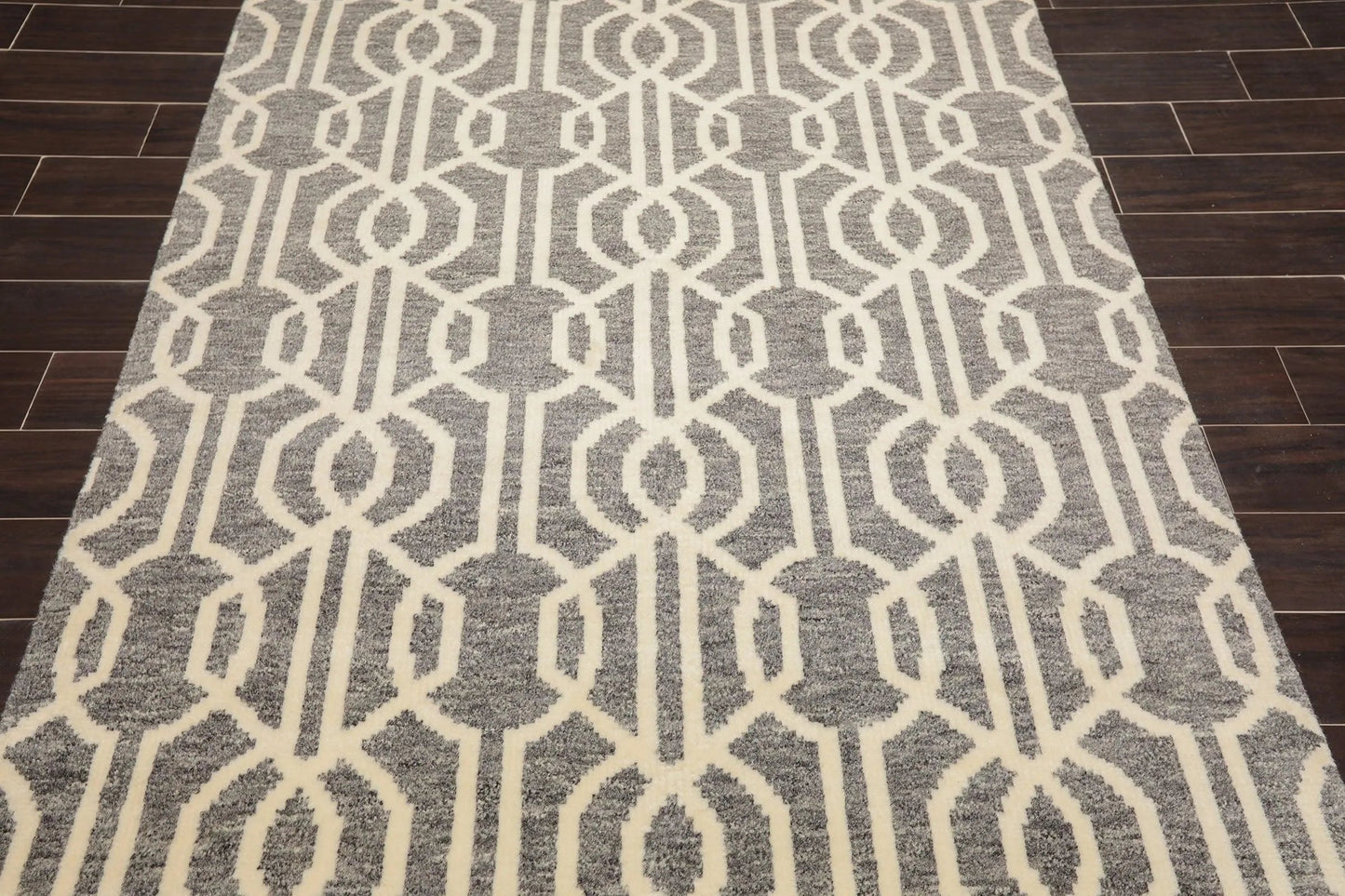 5' x 8' Hand Knotted Contemporary Designer Wool Oriental Area Rug Gray-4