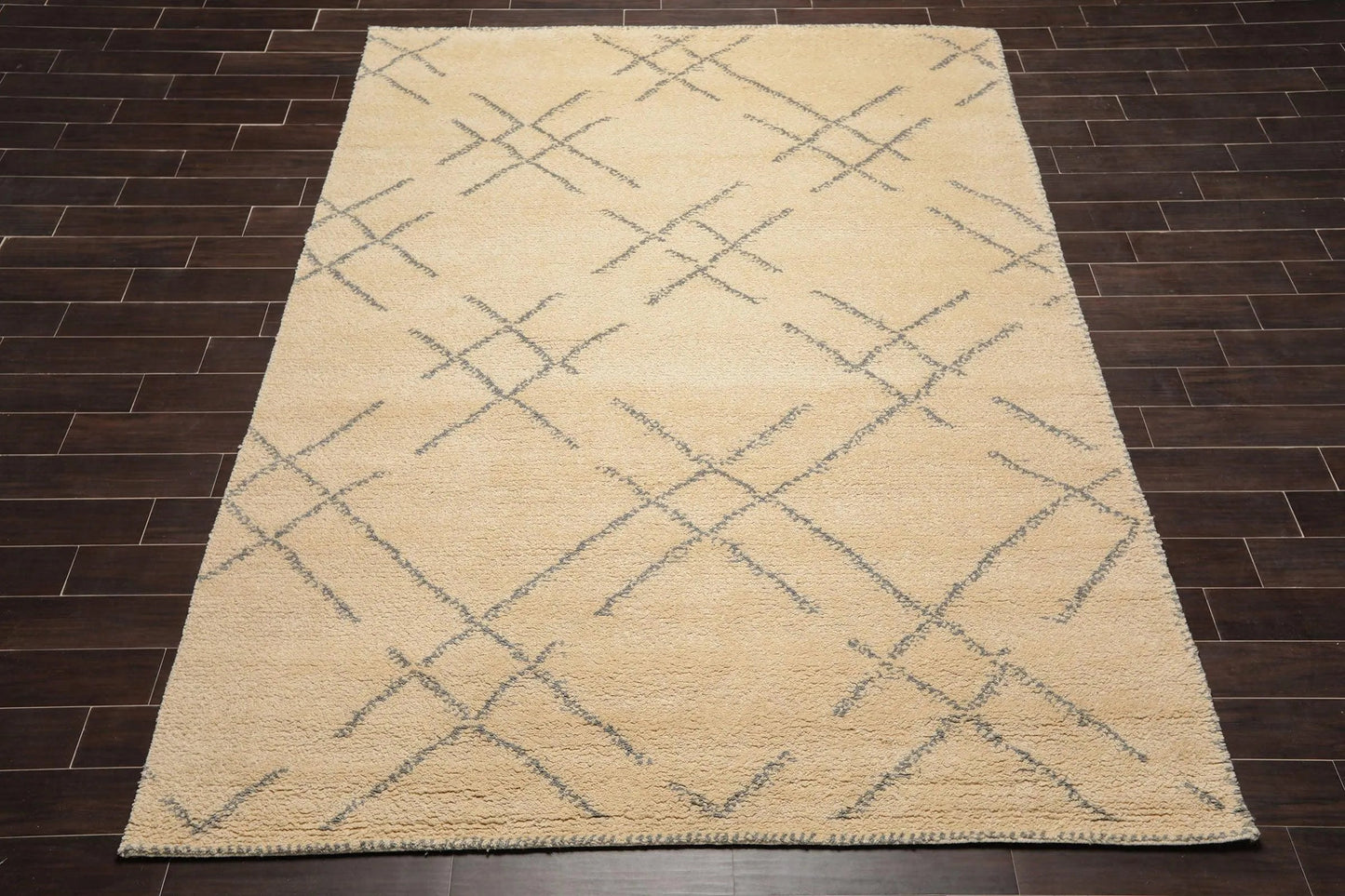 8 x 10 Hand Knotted 100% Wool Moroccan Designer Oriental Area Rug Ivory-2