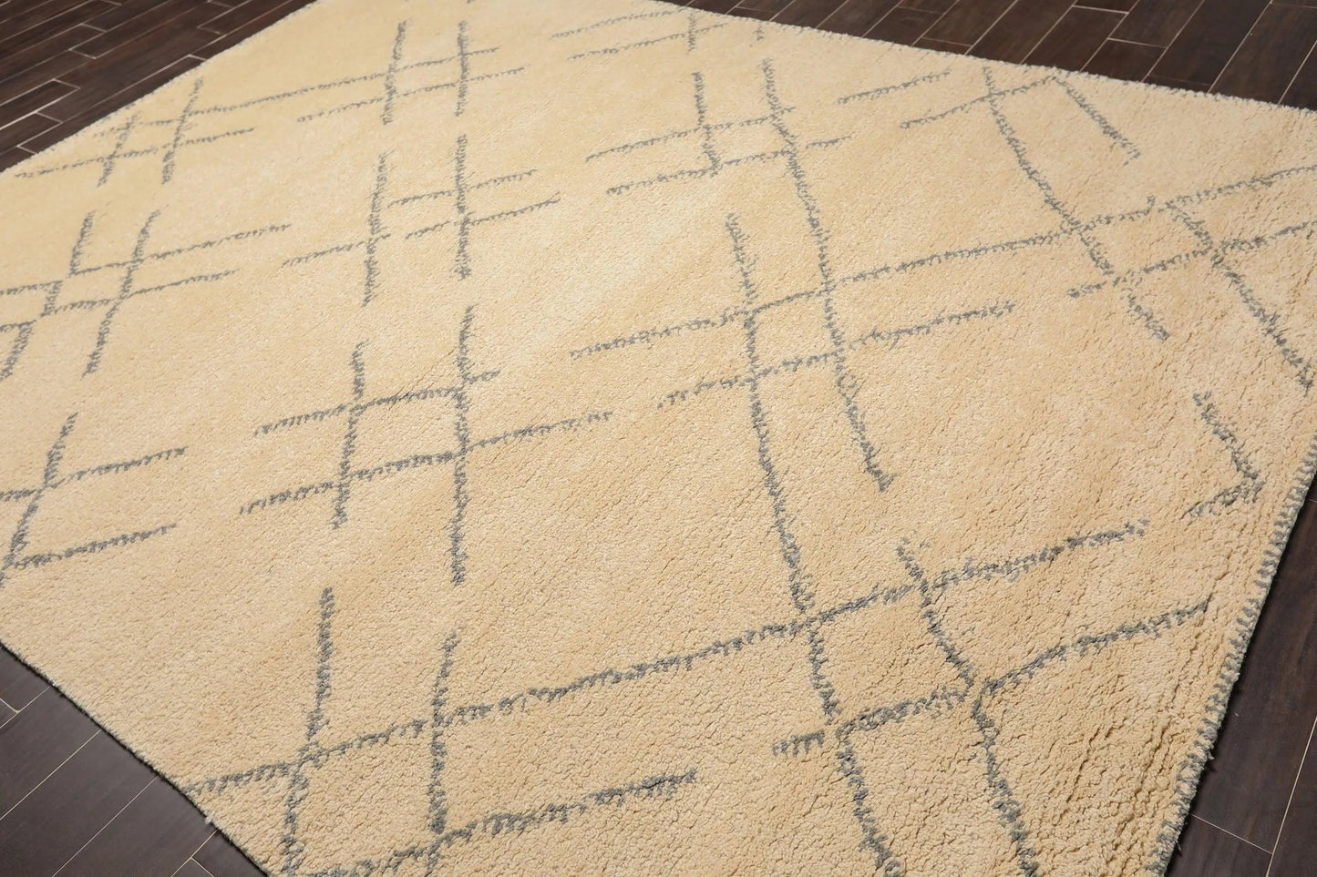 8 x 10 Hand Knotted 100% Wool Moroccan Designer Oriental Area Rug Ivory-3