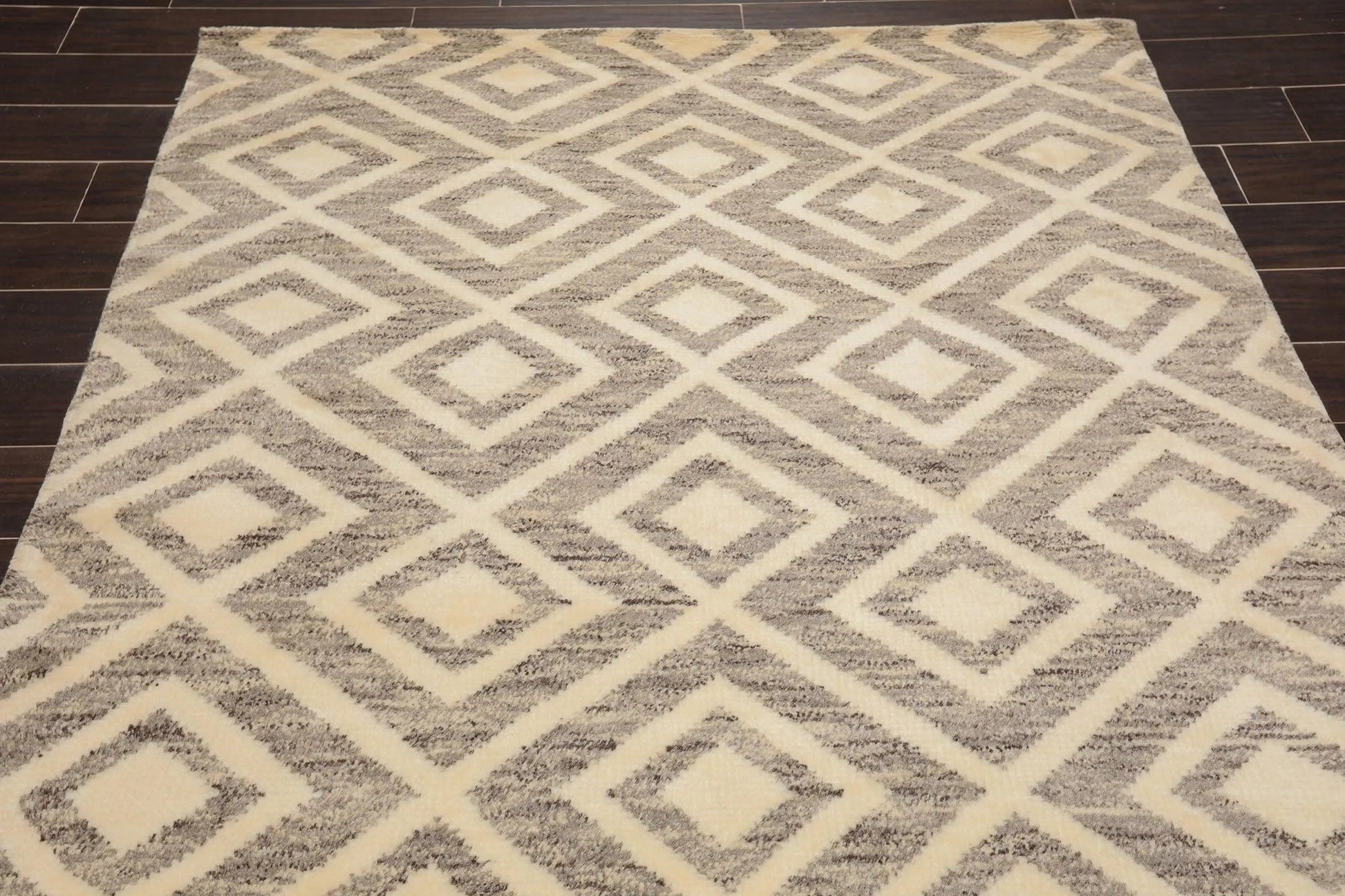 5 x 8 Hand Knotted Designer Moroccan 100% Wool Oriental Area Rug Ivory-4
