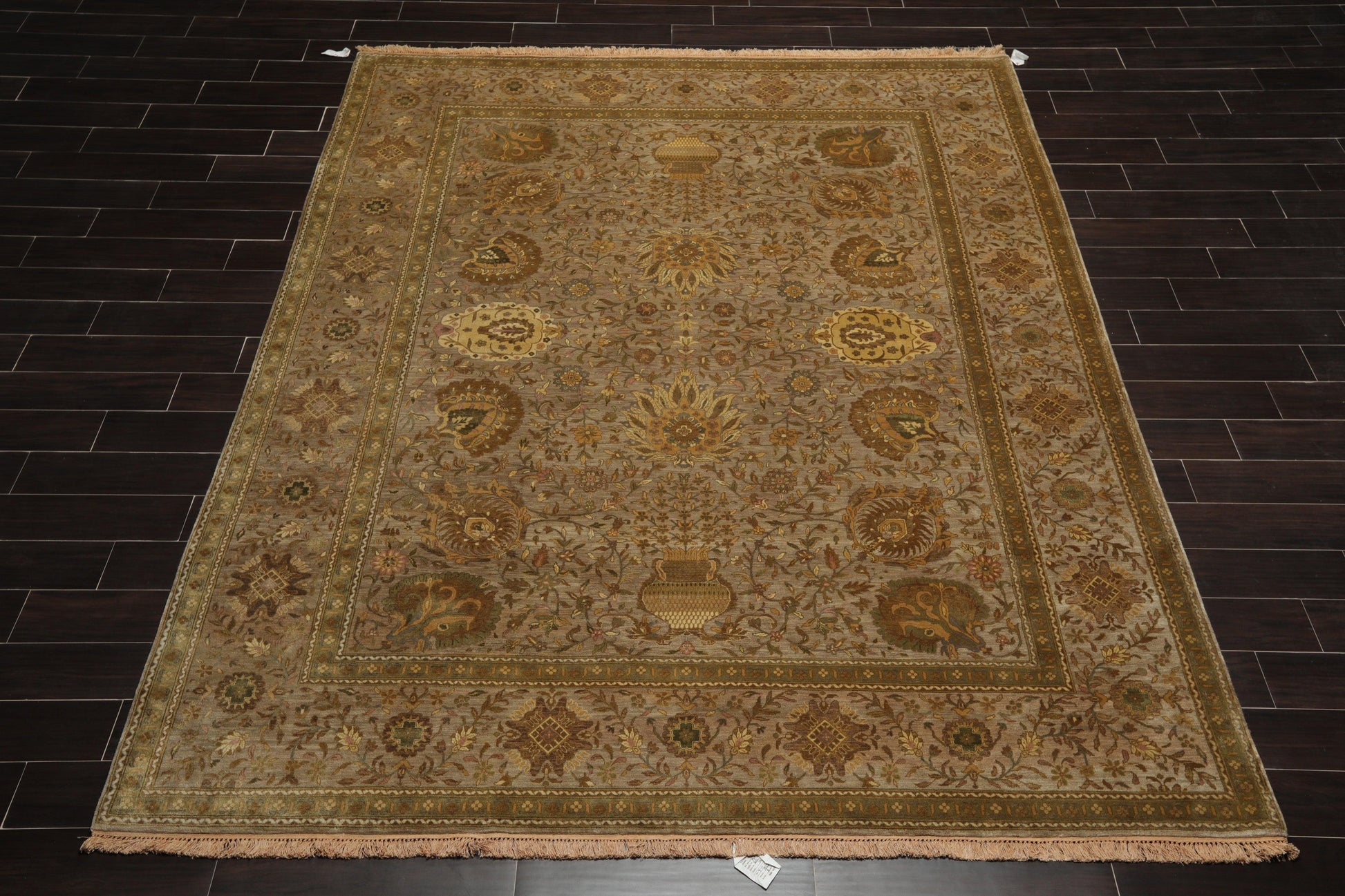 8' x 9'10" Hand Knotted 100% Wool Traditional 250 KPSI Oriental Area Rug Taupe-1