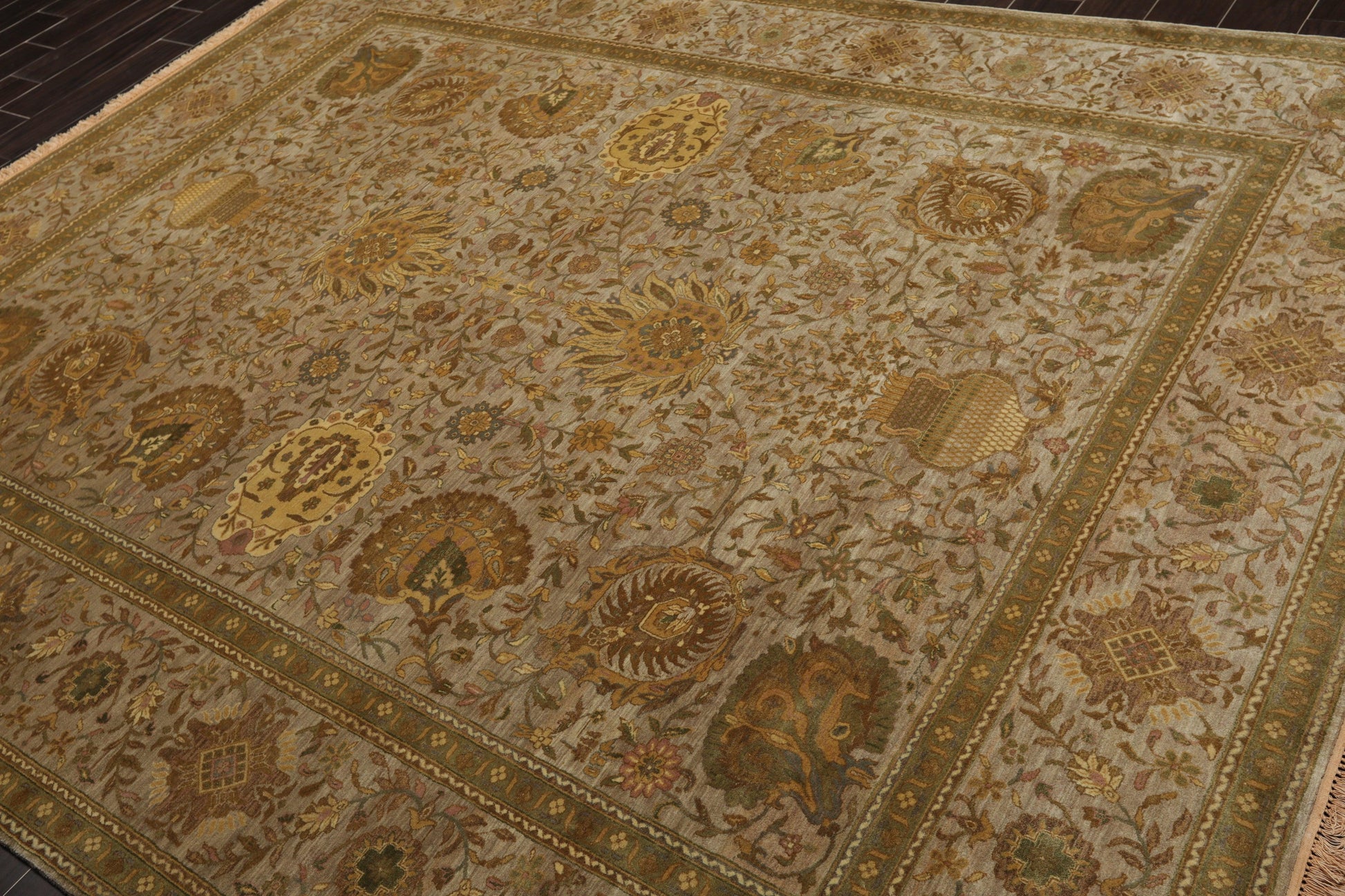 8' x 9'10" Hand Knotted 100% Wool Traditional 250 KPSI Oriental Area Rug Taupe-2