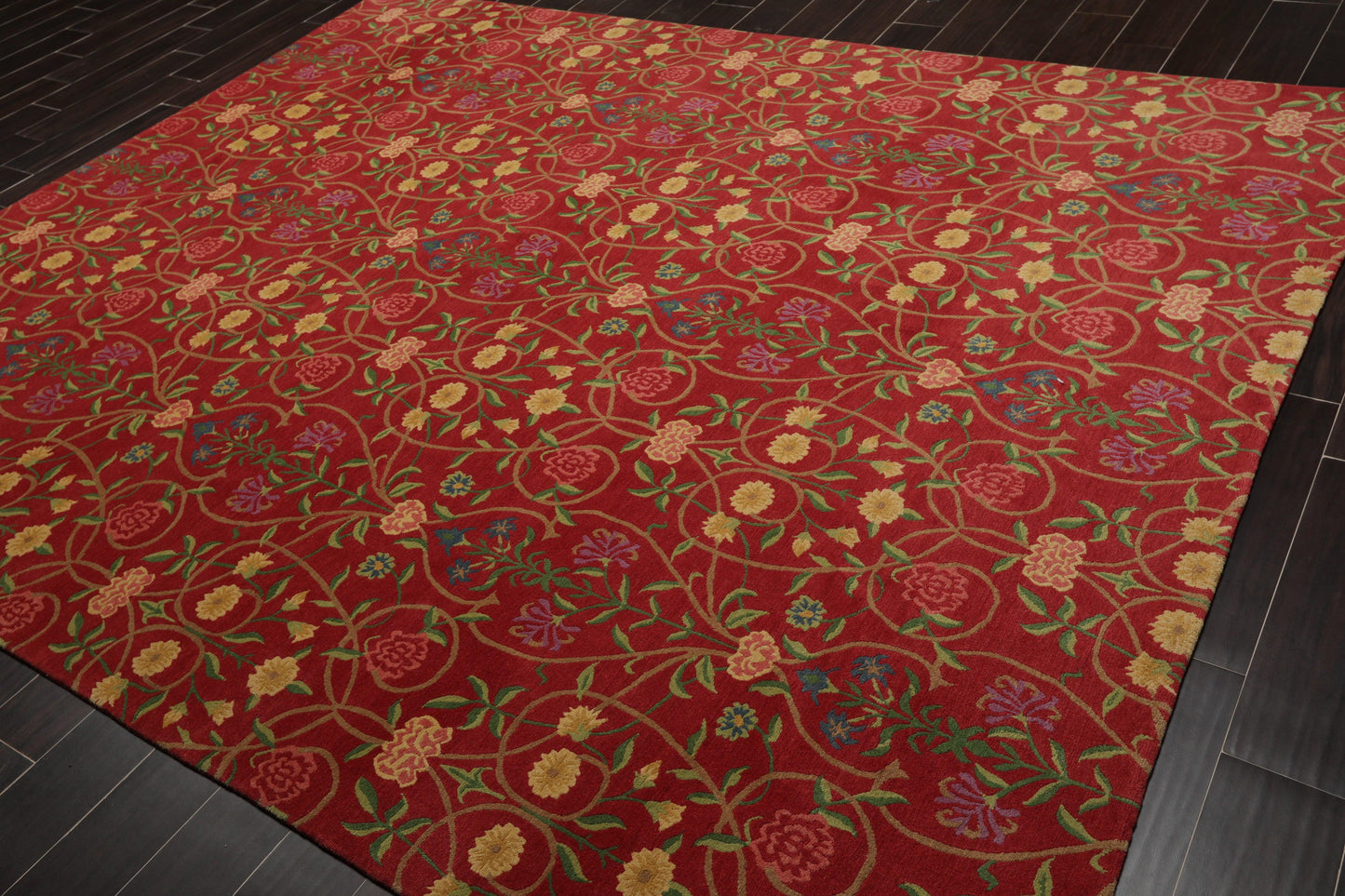 8' x 10'1" Lapchi Hand Knotted 100% Wool Floral Tibetan Oriental Area Rug Coral-2