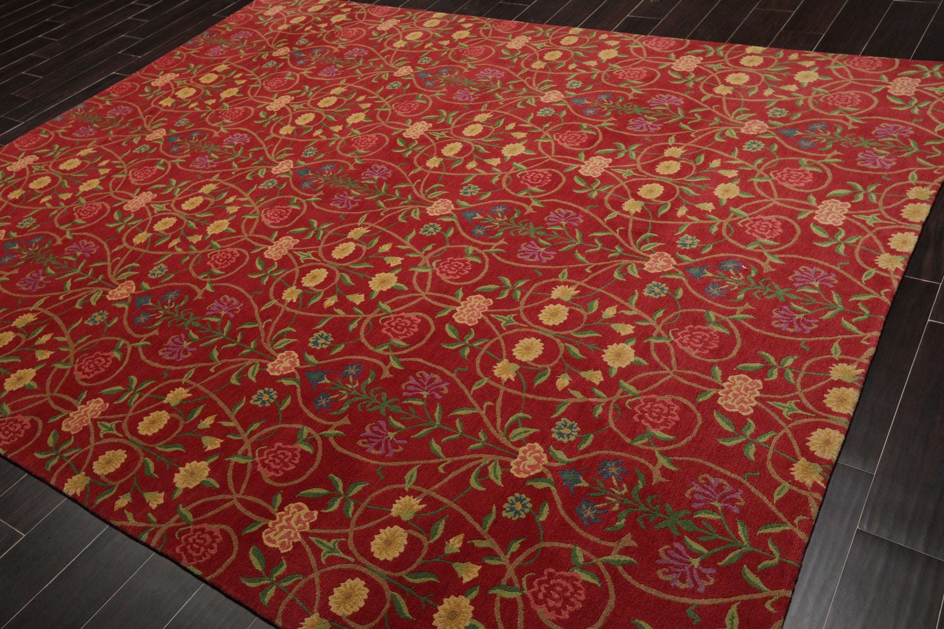 8' x 10'1" Lapchi Hand Knotted 100% Wool Floral Tibetan Oriental Area Rug Coral-2