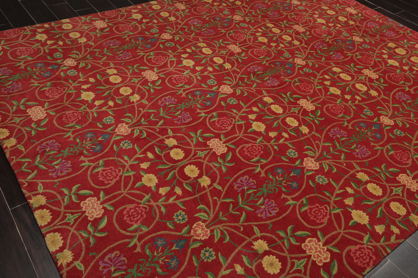 8' x 10'1" Lapchi Hand Knotted 100% Wool Floral Tibetan Oriental Area Rug Coral-3