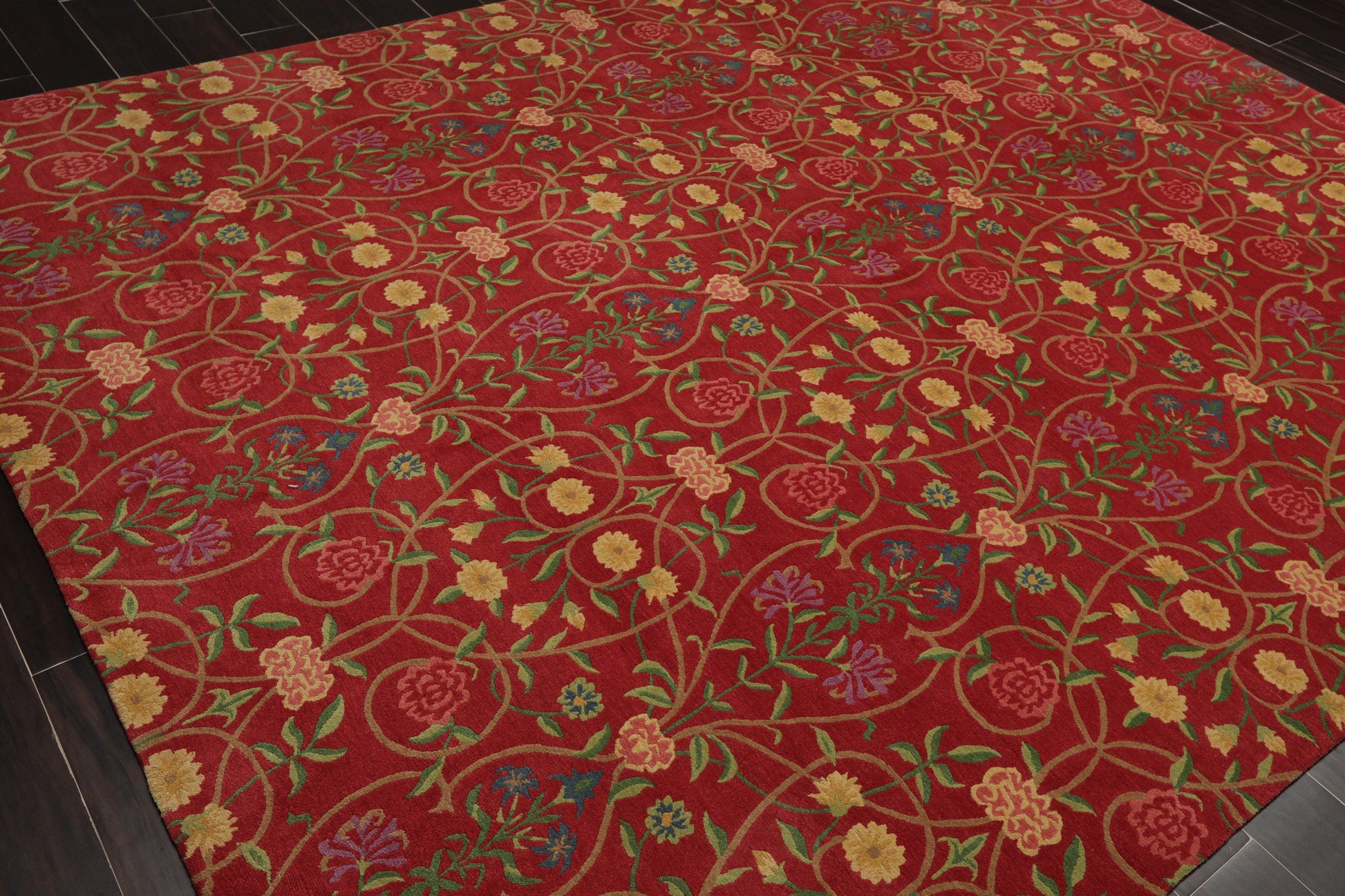 8' x 10'1" Lapchi Hand Knotted 100% Wool Floral Tibetan Oriental Area Rug Coral-3