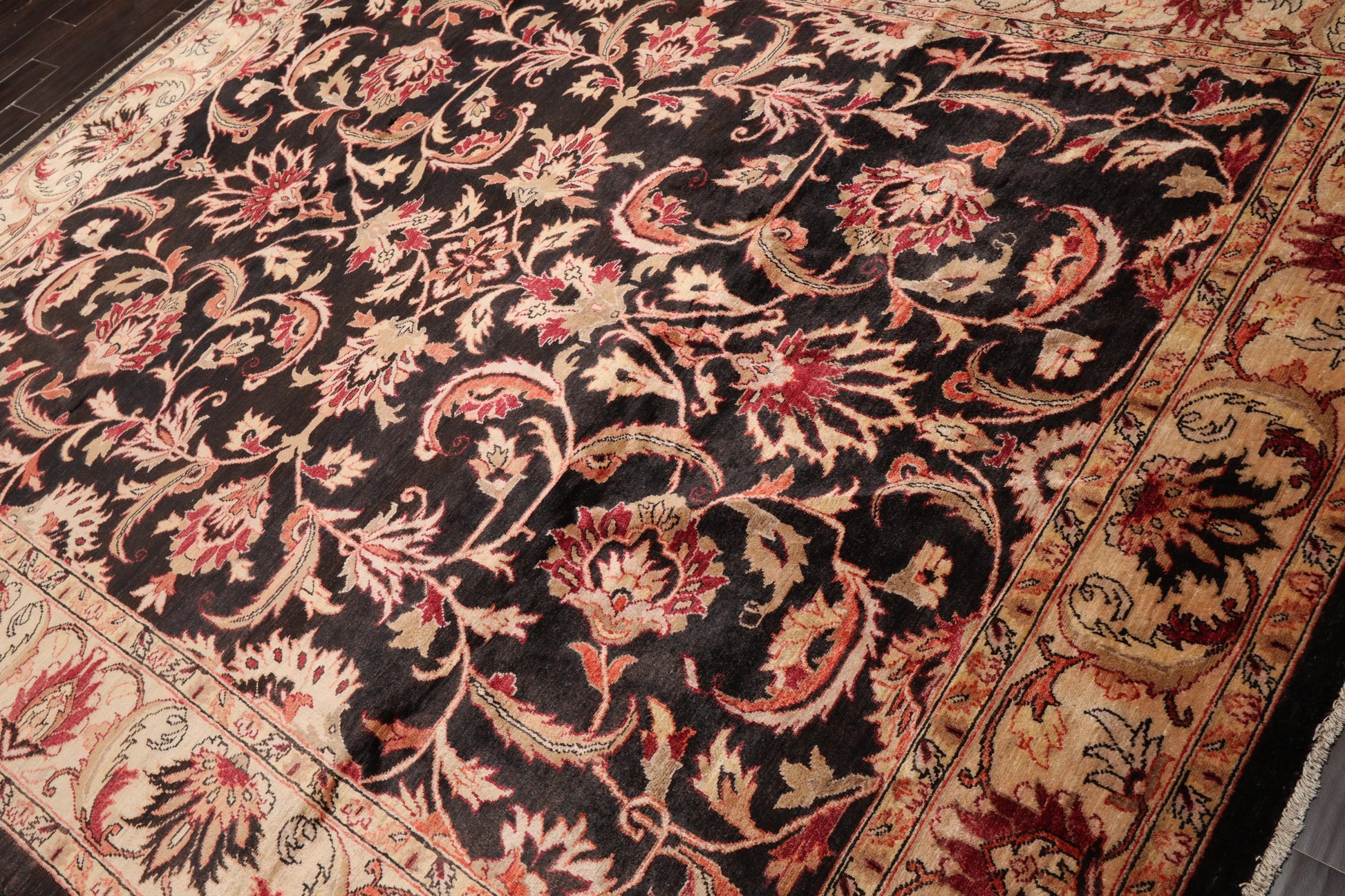 7'10''x9'11'' Hand Knotted 100% Wool Peshawar Traditional Oriental Area Rug Charcoal, Beige Color-3