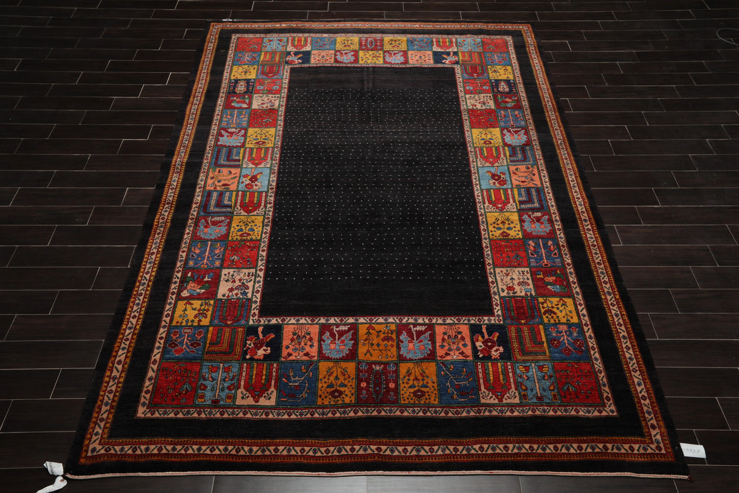8'1"x 11'8" Hand Knotted Wool Gabehh Kashkuli 200 KPSI Oriental Area Rug Charcoal-3