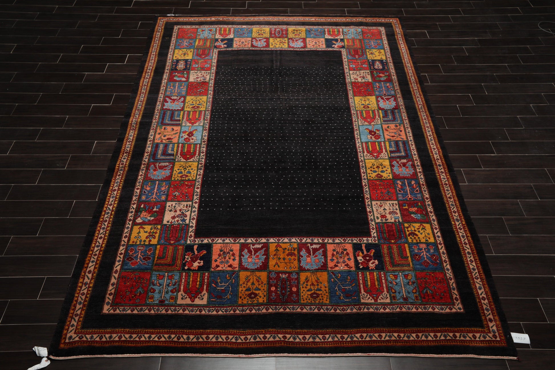 8'1"x 11'8" Hand Knotted Wool Gabehh Kashkuli 200 KPSI Oriental Area Rug Charcoal-3