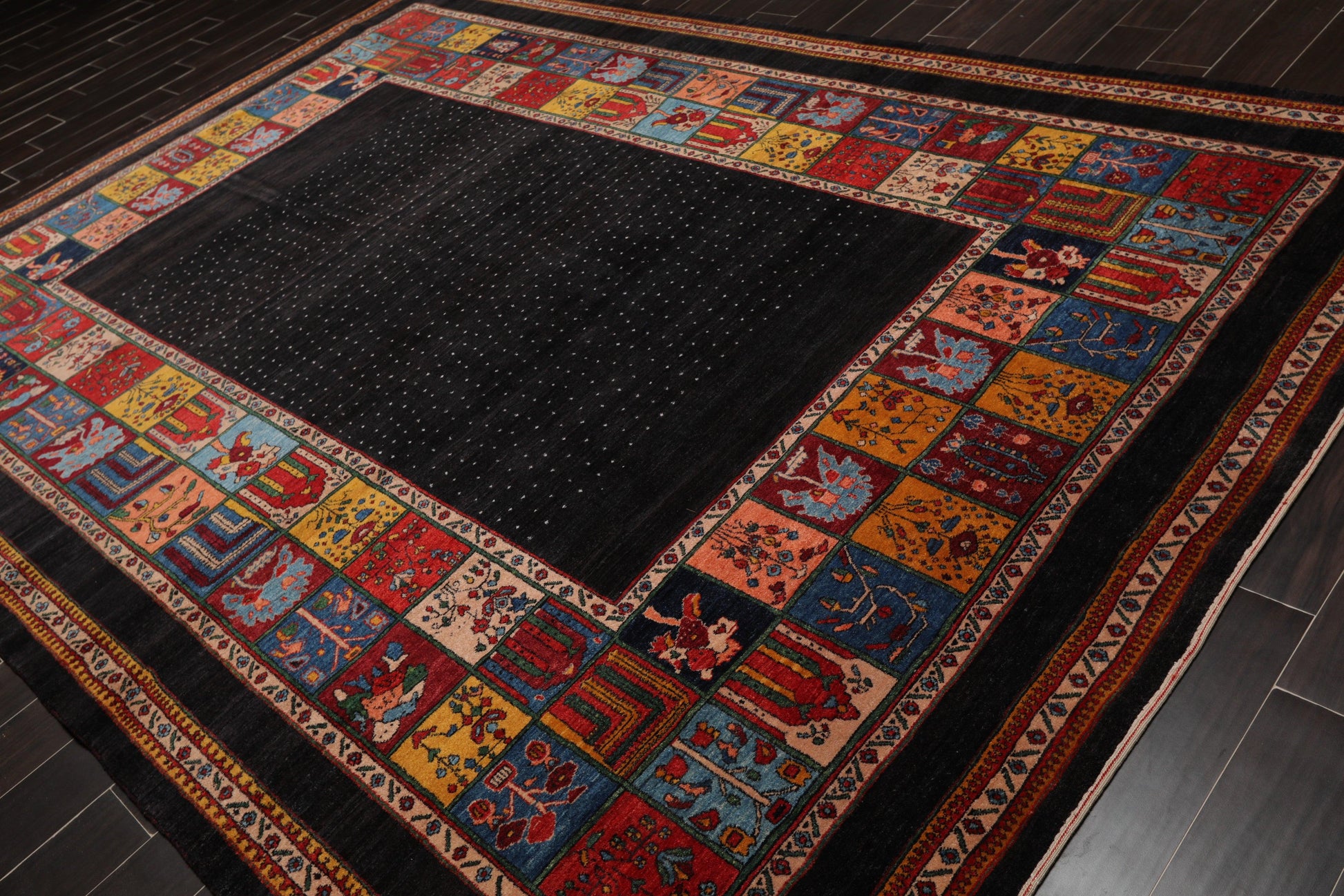 8'1"x 11'8" Hand Knotted Wool Gabehh Kashkuli 200 KPSI Oriental Area Rug Charcoal-4