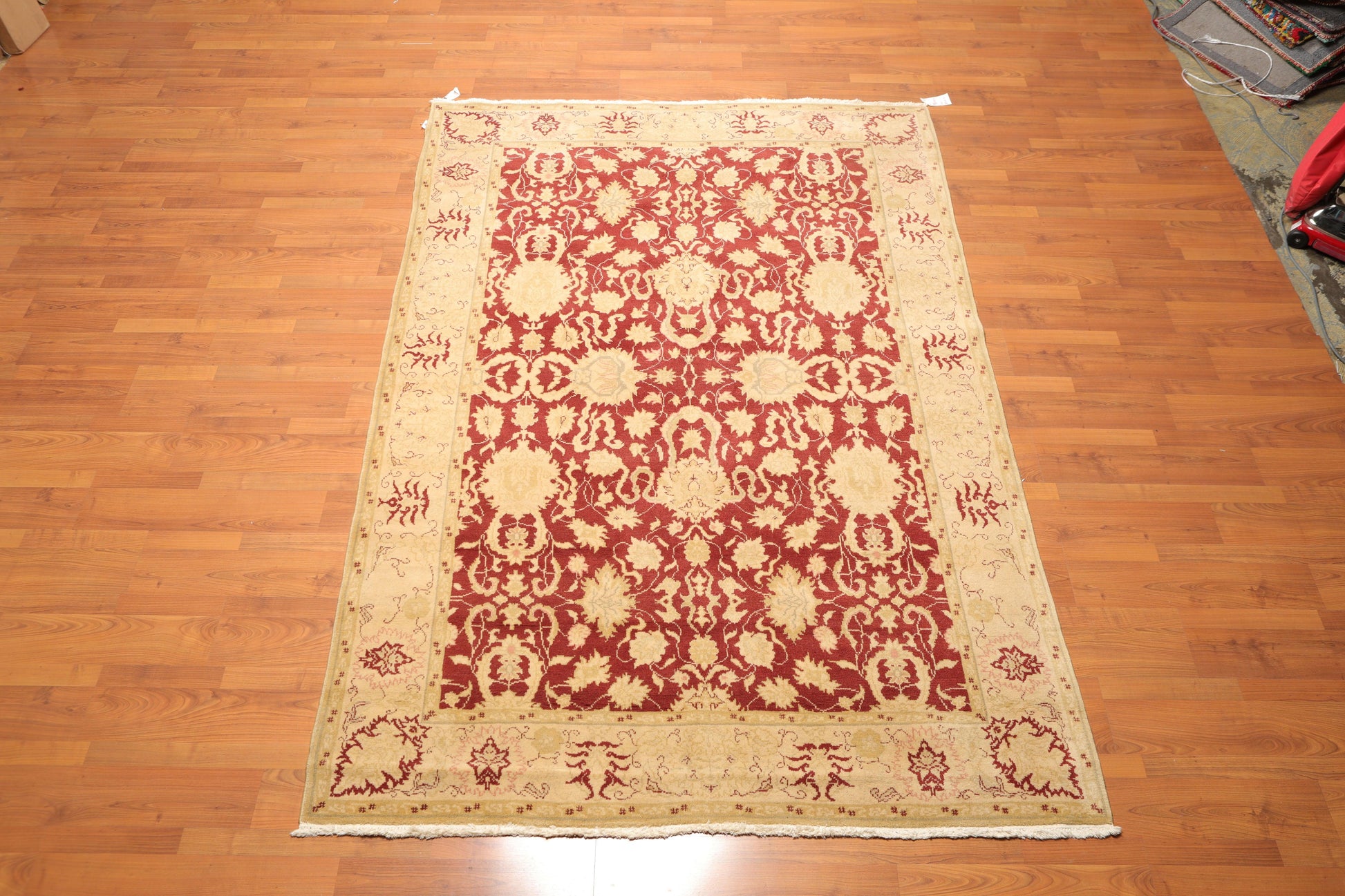 5'11" x 8’10" Hand Knotted Traditional Oushak Wool Oriental Area Rug Maroon-1