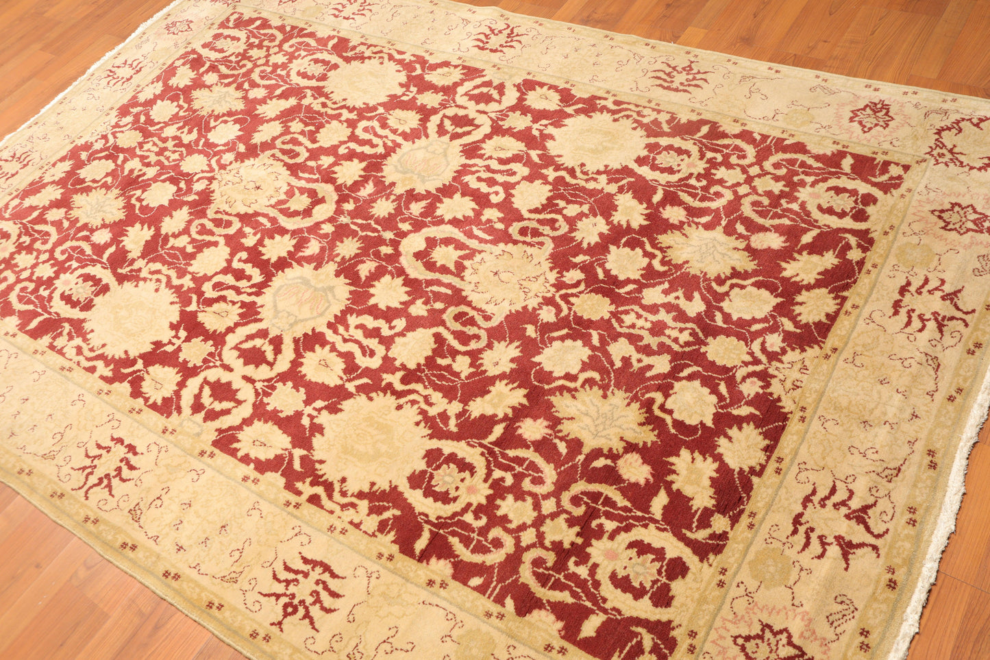 5'11" x 8’10" Hand Knotted Traditional Oushak Wool Oriental Area Rug Maroon-2