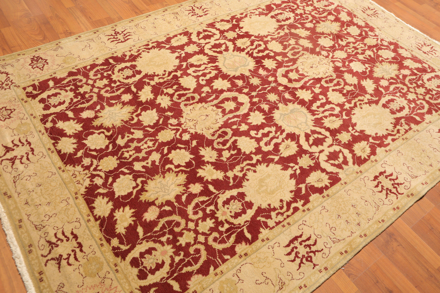 5'11" x 8’10" Hand Knotted Traditional Oushak Wool Oriental Area Rug Maroon-3