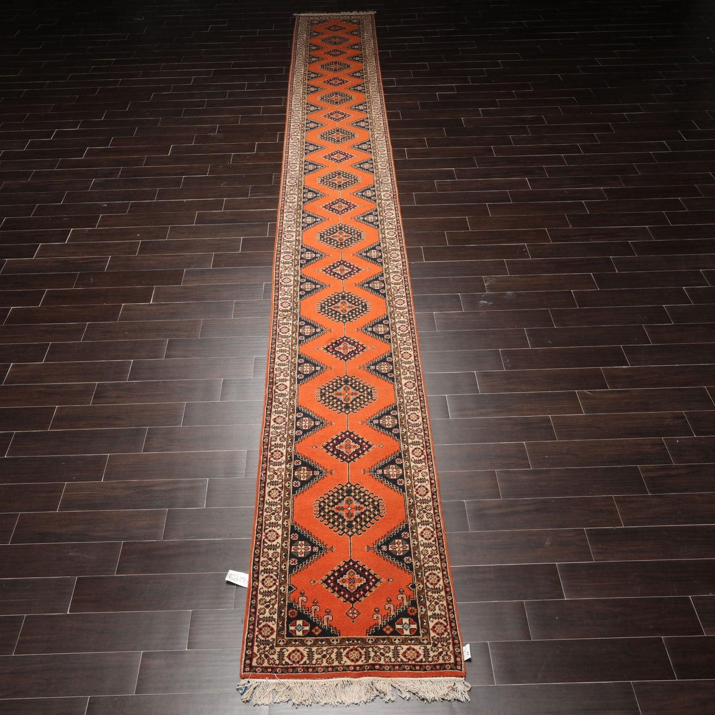 2'6" x 20'8" Hand Knotted Wool Rare Romanian Shirazz Area Rug Orange Runner-1