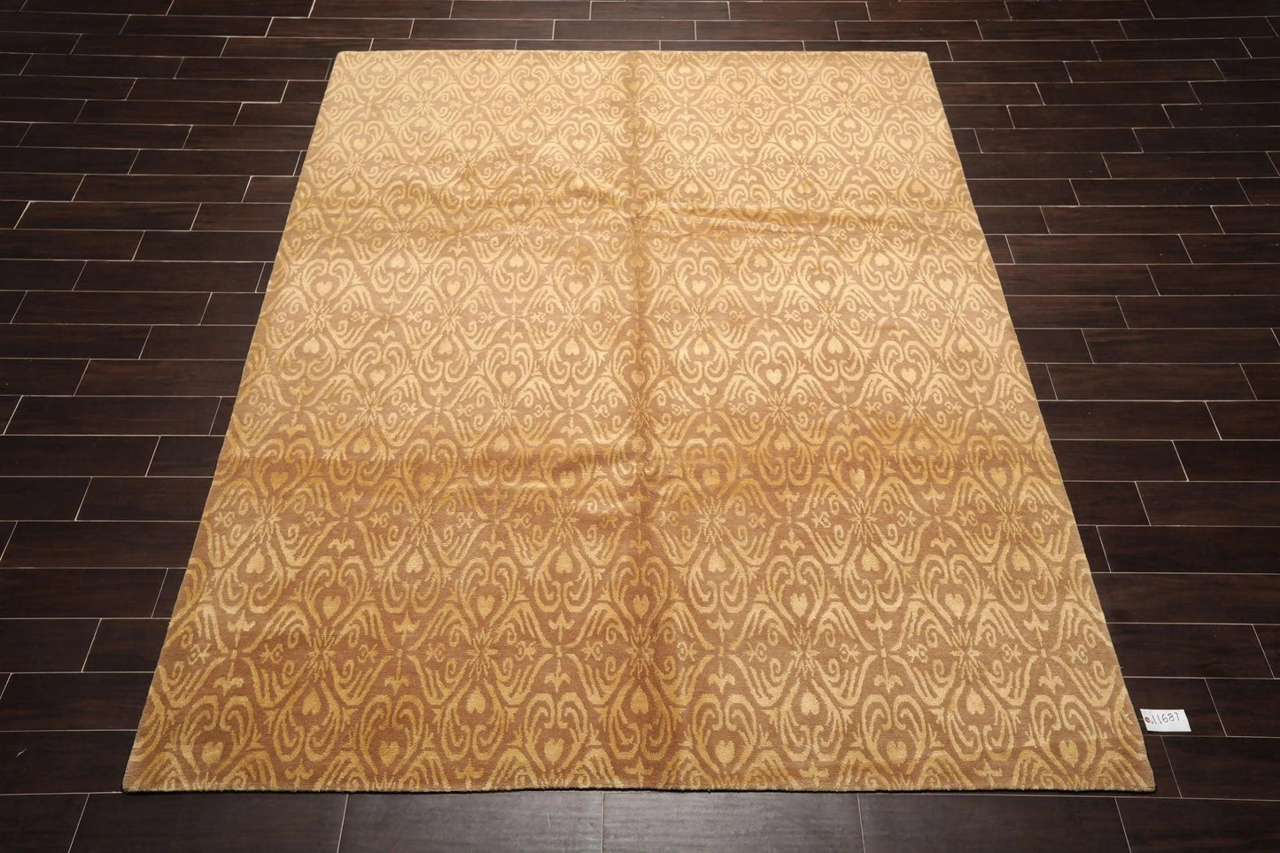 8'x10' Hand Knotted Wool & Silk Tibetan Oriental Area Rug Transitional Tan-1