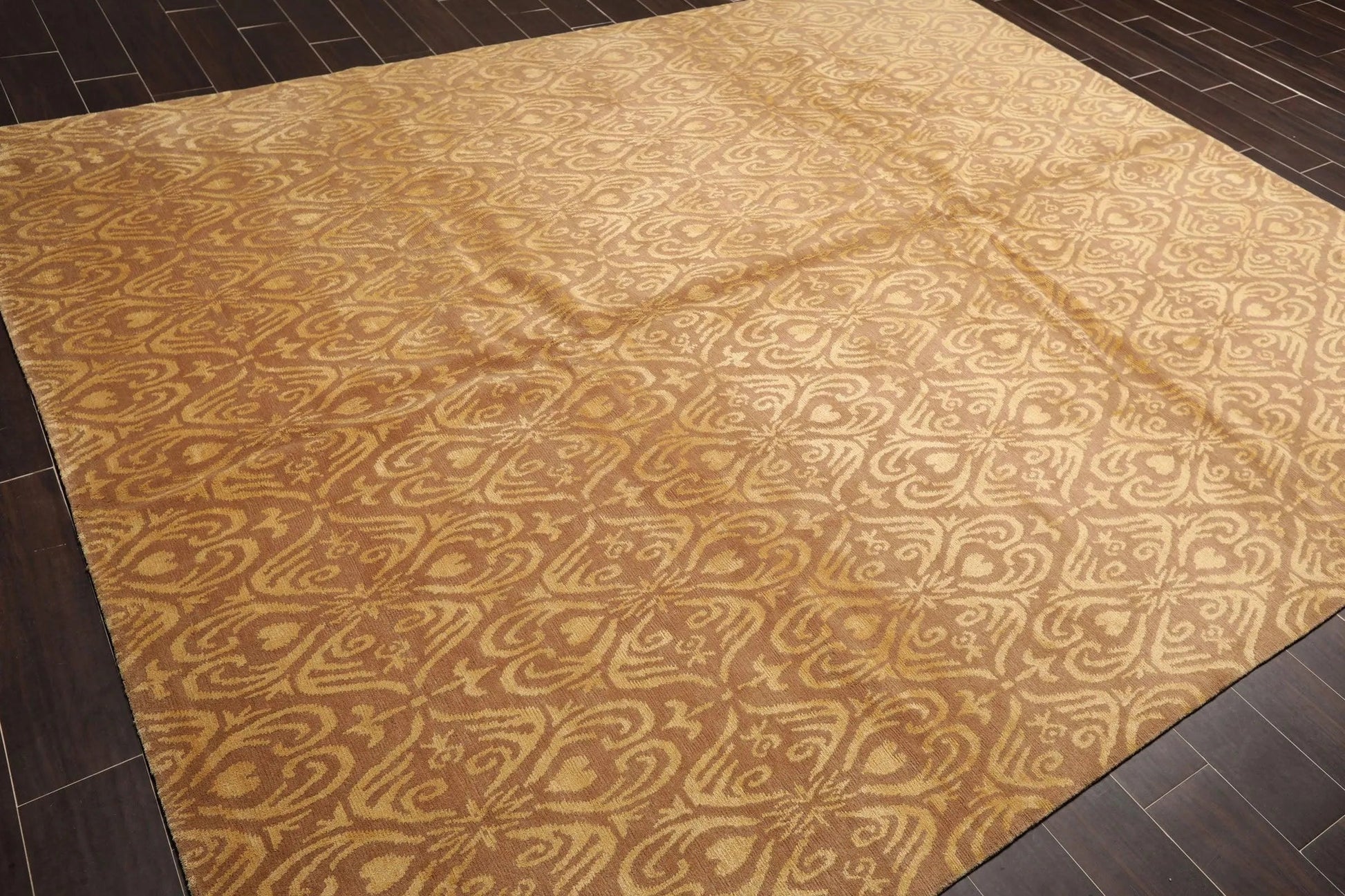 8'x10' Hand Knotted Wool & Silk Tibetan Oriental Area Rug Transitional Tan-3