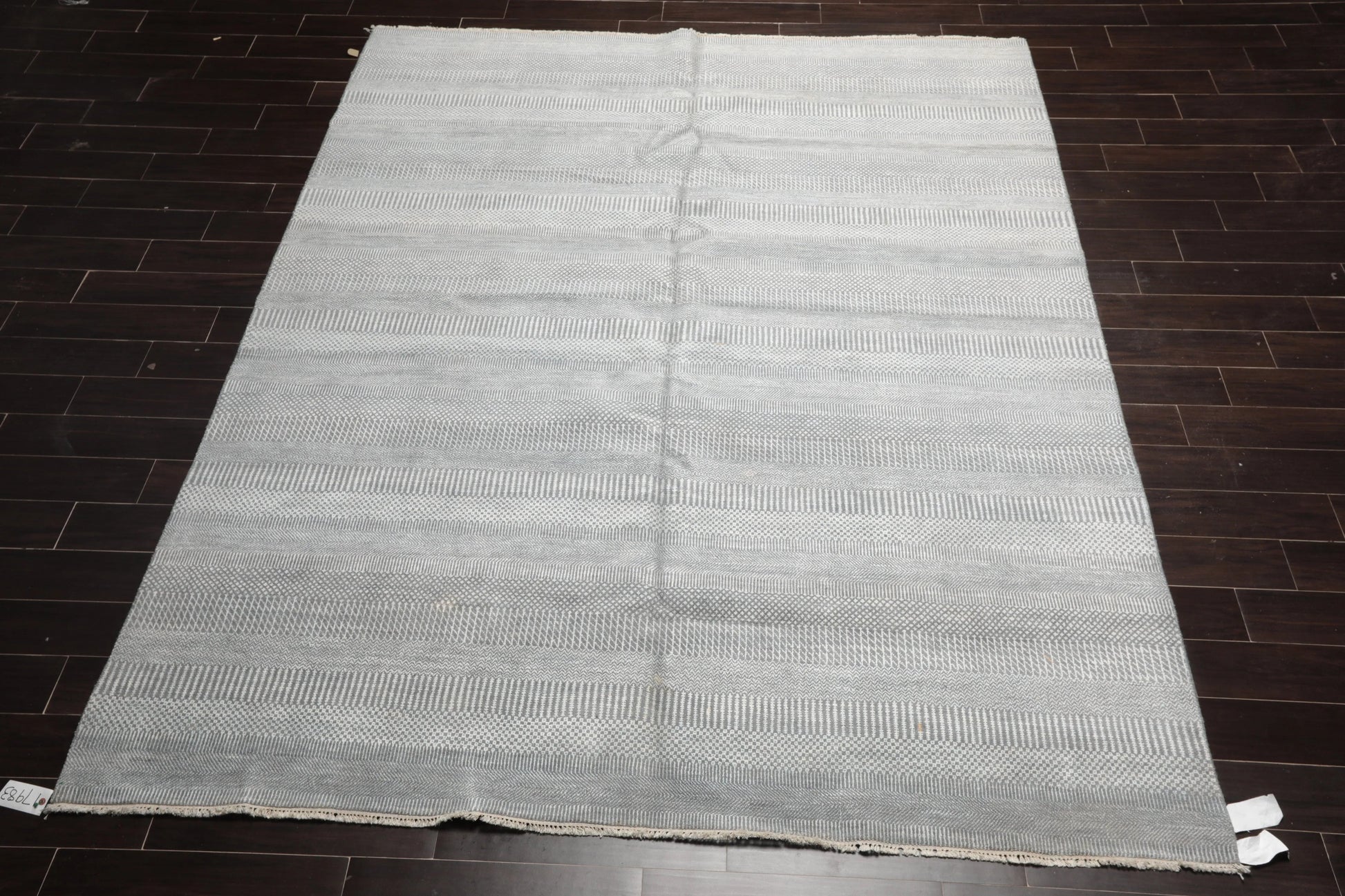 8'2''x10'1'' Hand Knotted Tibetan 100% Wool Modern & Contemporary Oriental Area Rug Gray, White Color-2