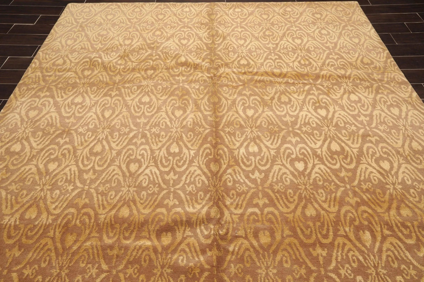 8'x10' Hand Knotted Wool & Silk Tibetan Oriental Area Rug Transitional Tan-4