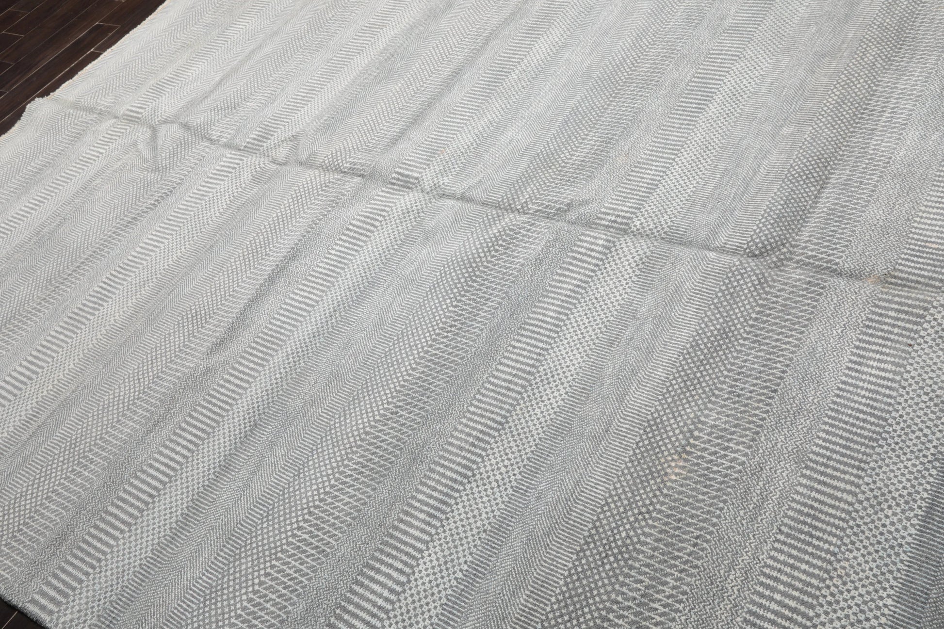 8'2''x10'1'' Hand Knotted Tibetan 100% Wool Modern & Contemporary Oriental Area Rug Gray, White Color-3
