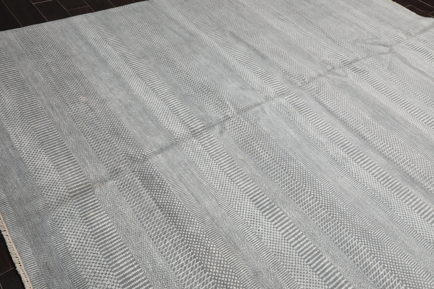 8'2''x10'1'' Hand Knotted Tibetan 100% Wool Modern & Contemporary Oriental Area Rug Gray, White Color-4