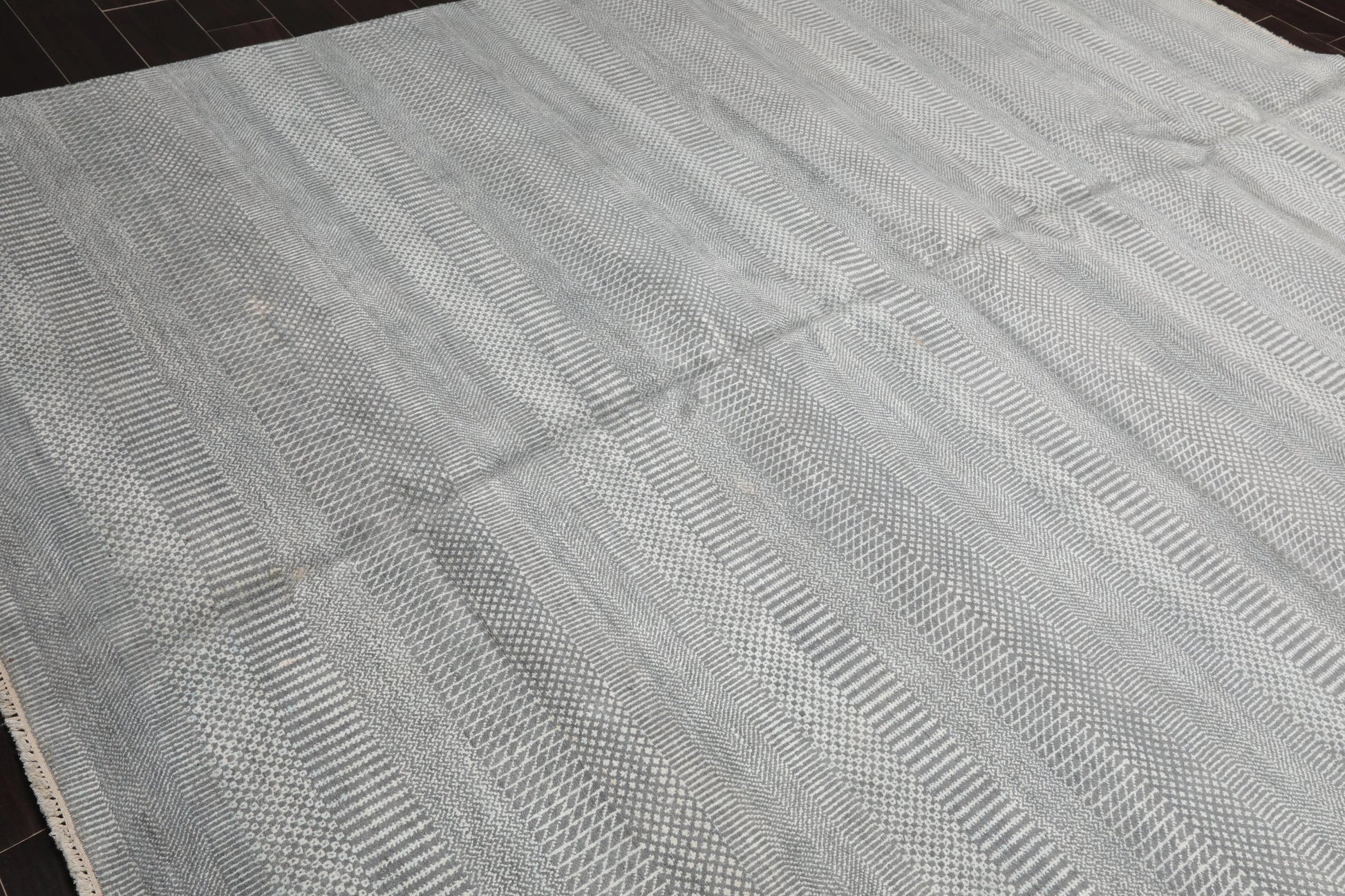 8'2''x10'1'' Hand Knotted Tibetan 100% Wool Modern & Contemporary Oriental Area Rug Gray, White Color-4