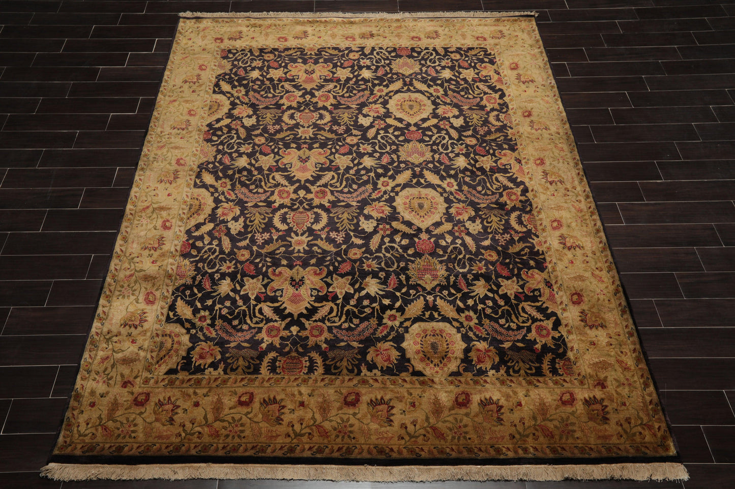 8'2" x 9'10" Hand Knotted Wool Agra 250 KPSI S.fine Veg dyes Area Rug Charcoal-1
