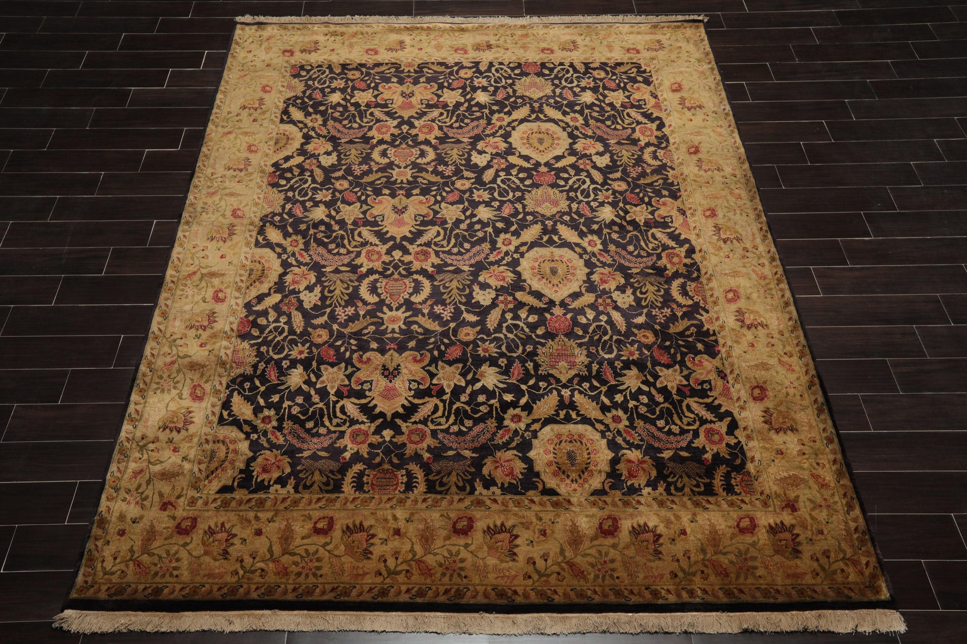 8'2" x 9'10" Hand Knotted Wool Agra 250 KPSI S.fine Veg dyes Area Rug Charcoal-1