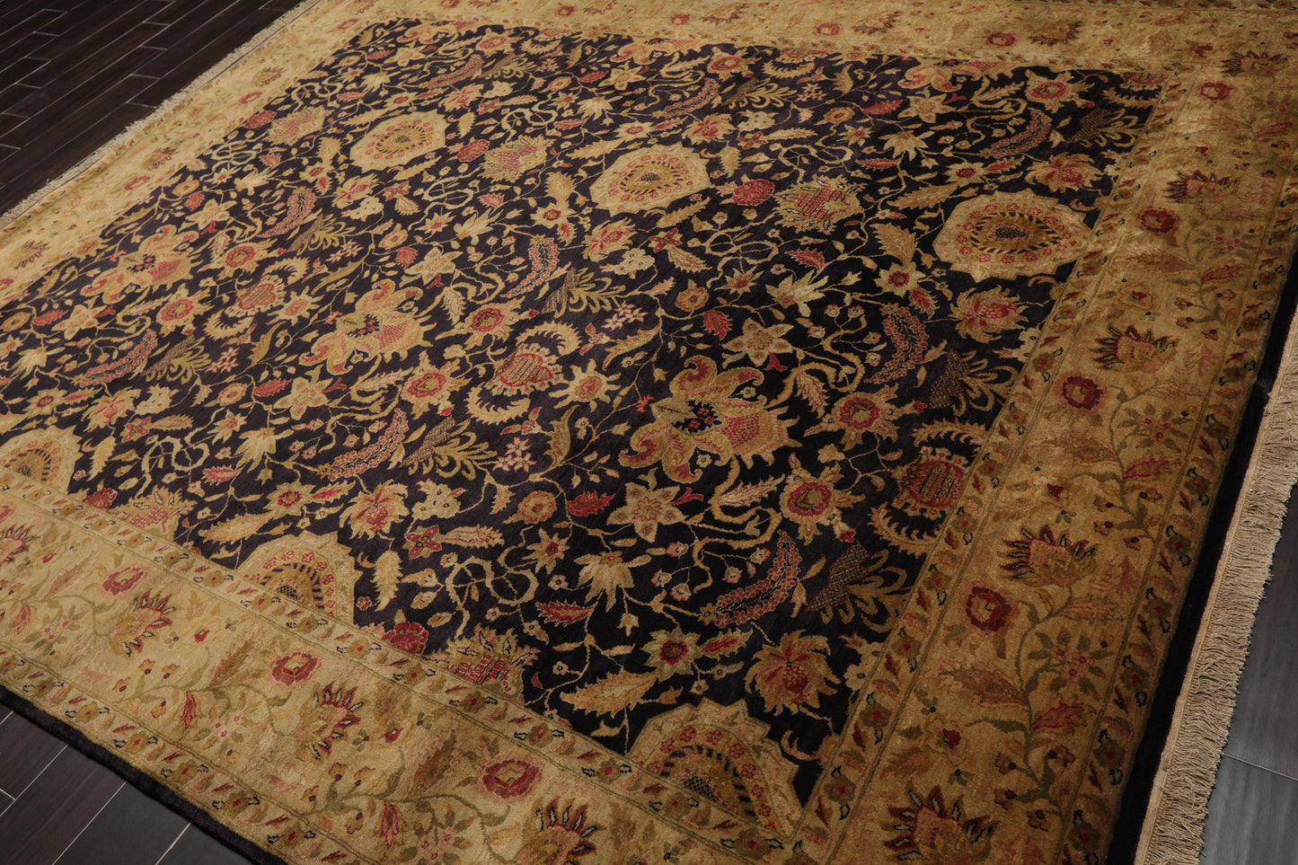 8'2" x 9'10" Hand Knotted Wool Agra 250 KPSI S.fine Veg dyes Area Rug Charcoal-2