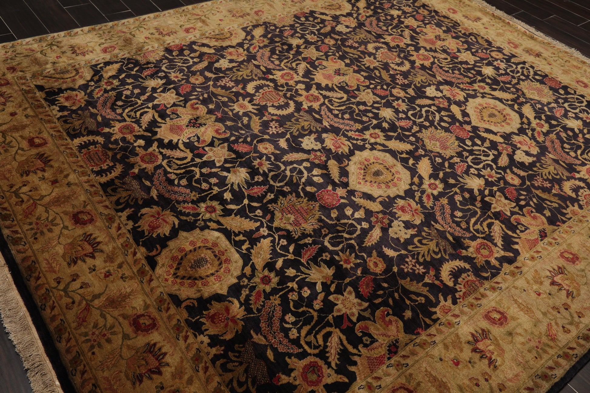 8'2" x 9'10" Hand Knotted Wool Agra 250 KPSI S.fine Veg dyes Area Rug Charcoal-3