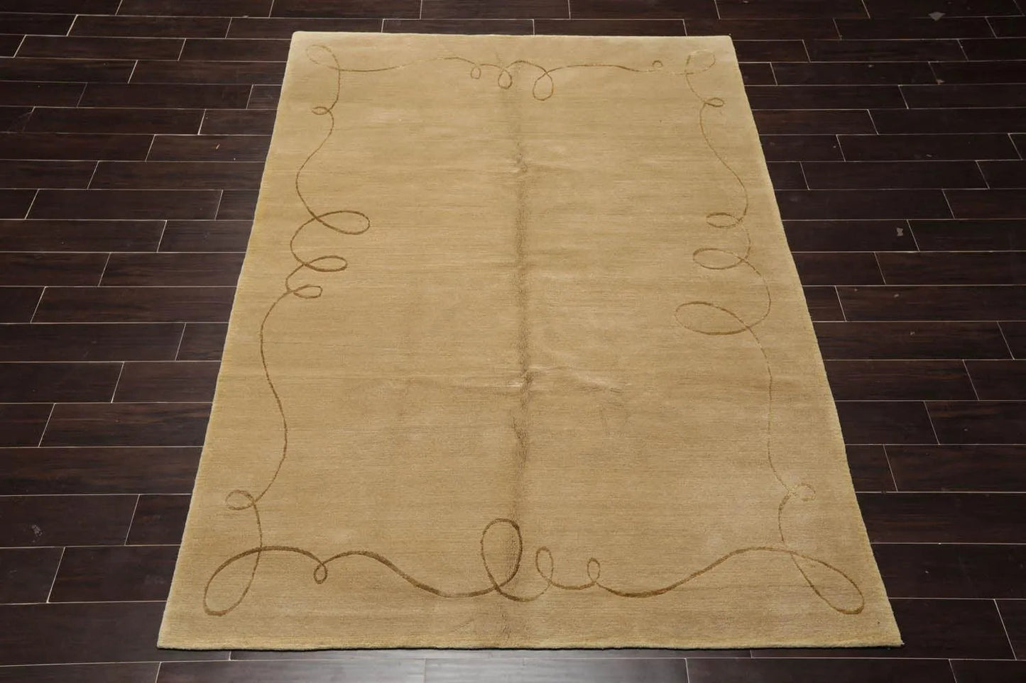 6'x9' Hand Knotted Wool & Silk Tibetan Barbara Barry Area Rug Moss-1